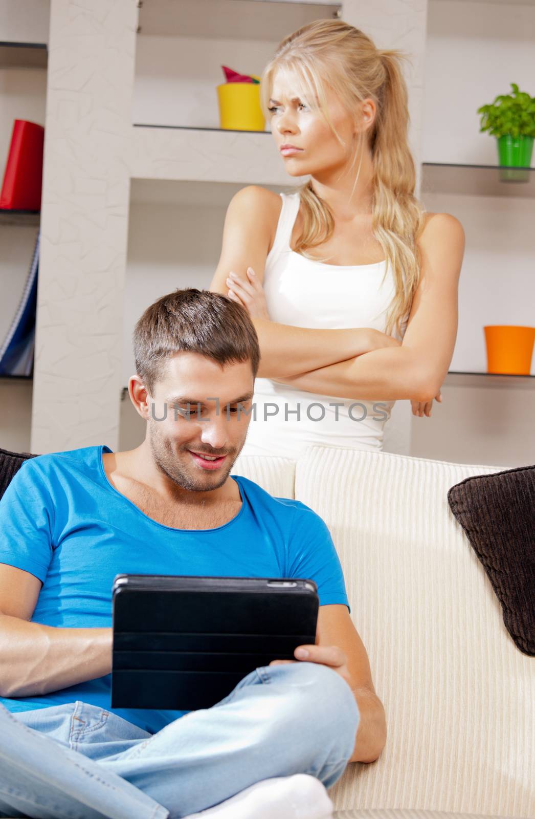 bright picture of couple with tablet PC