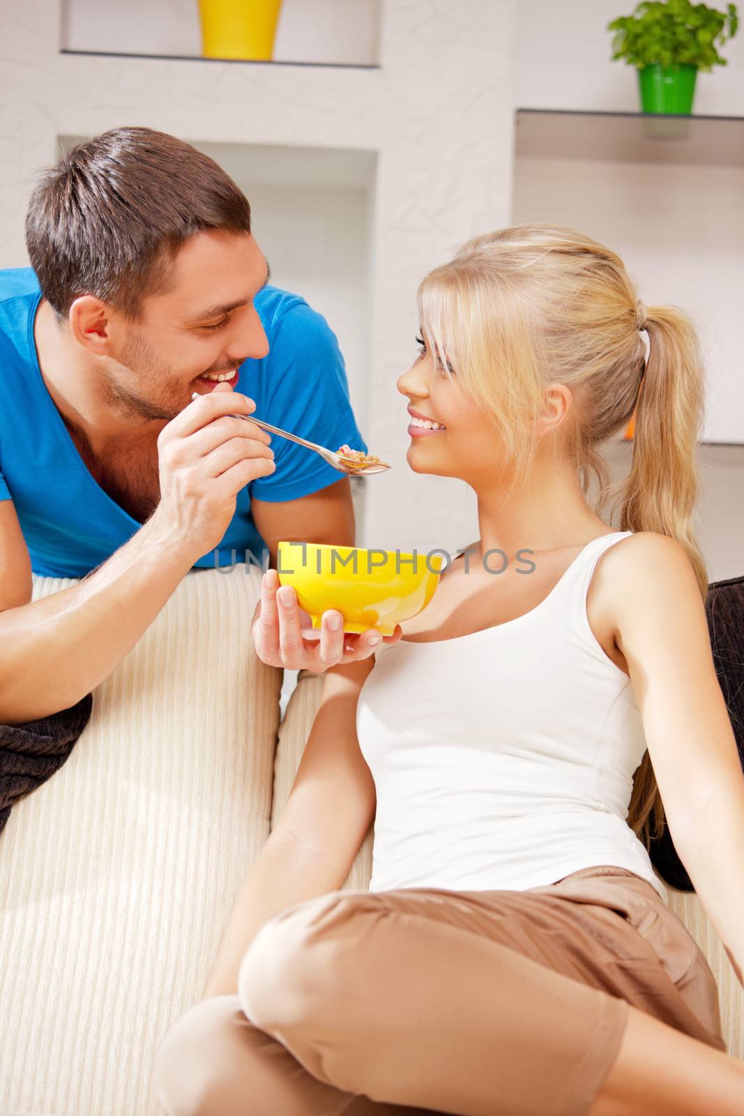 bright picture of happy couple with muesli