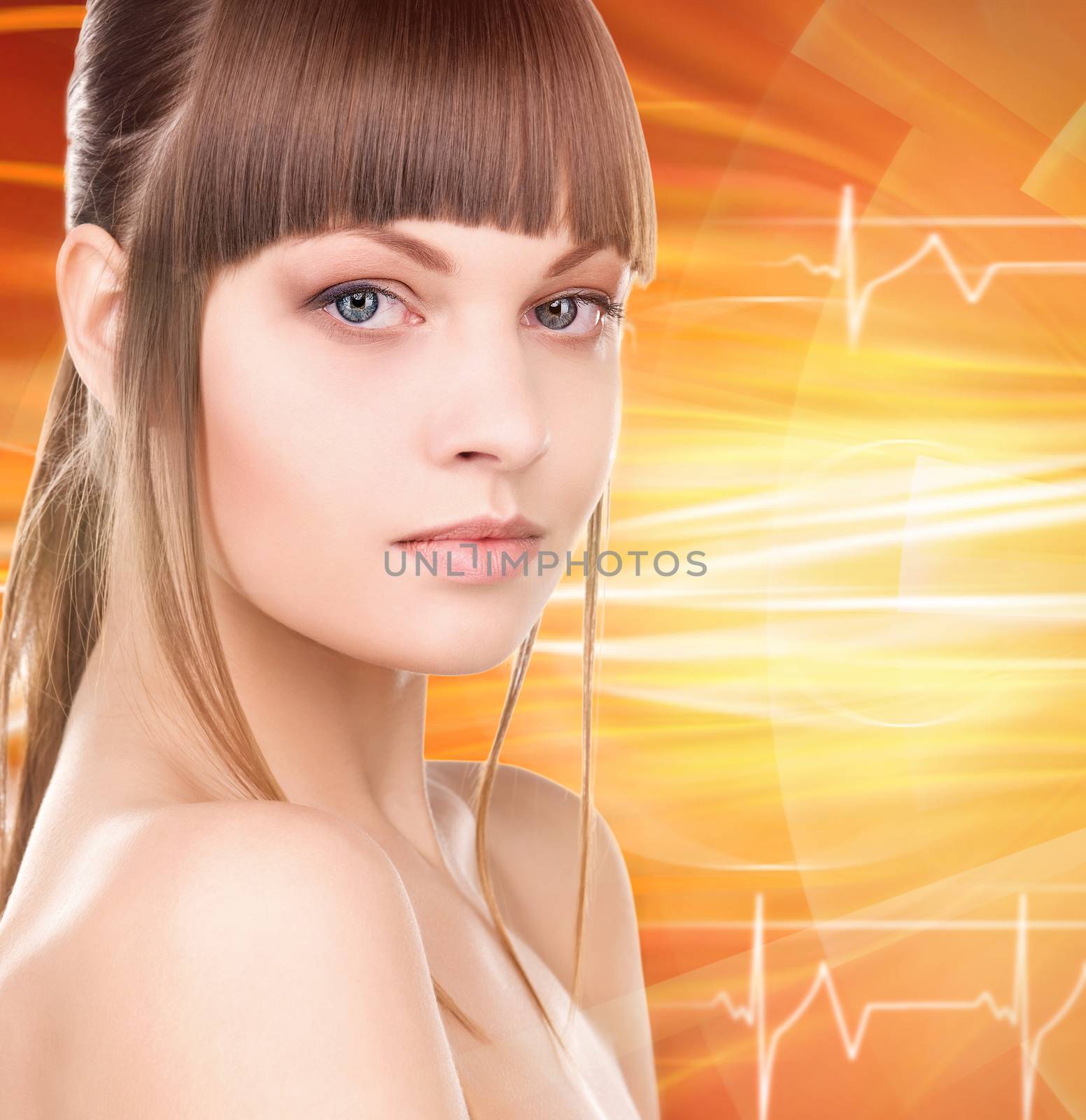 picture of lovely woman showing pain and medication concept