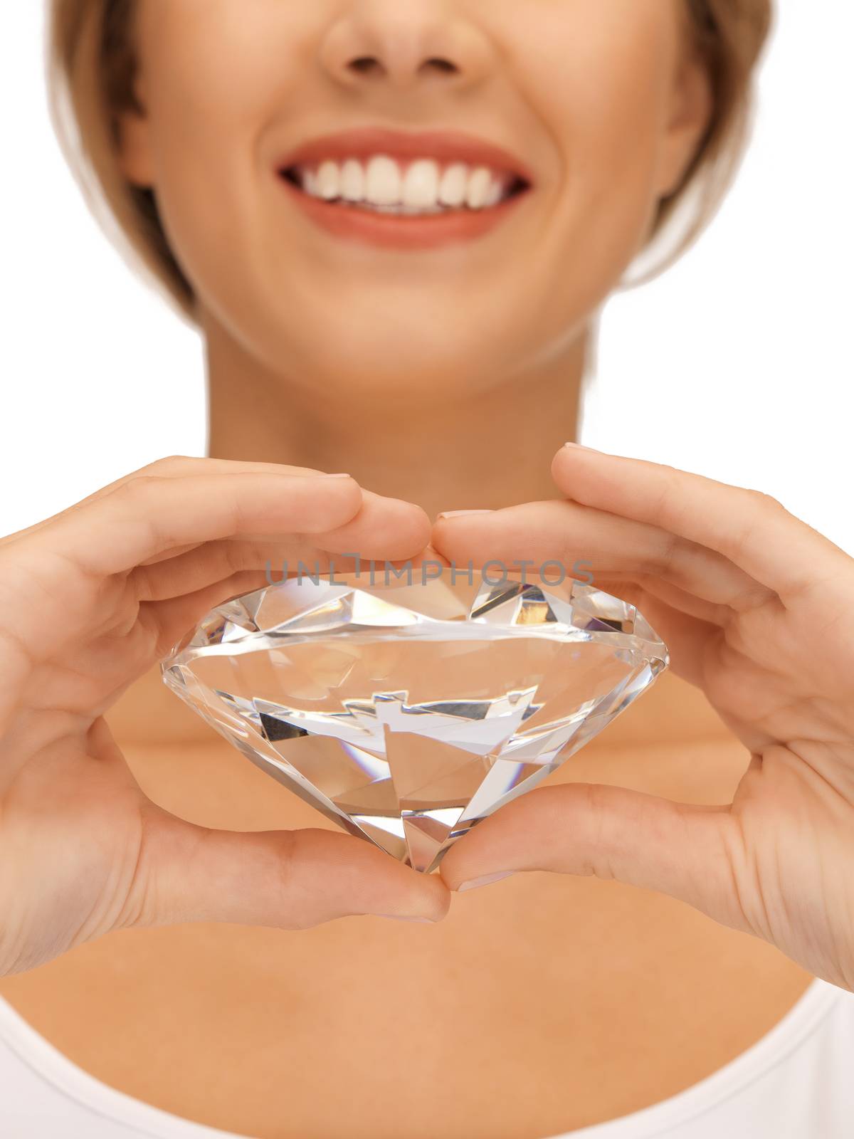 smiling woman with big diamond by dolgachov