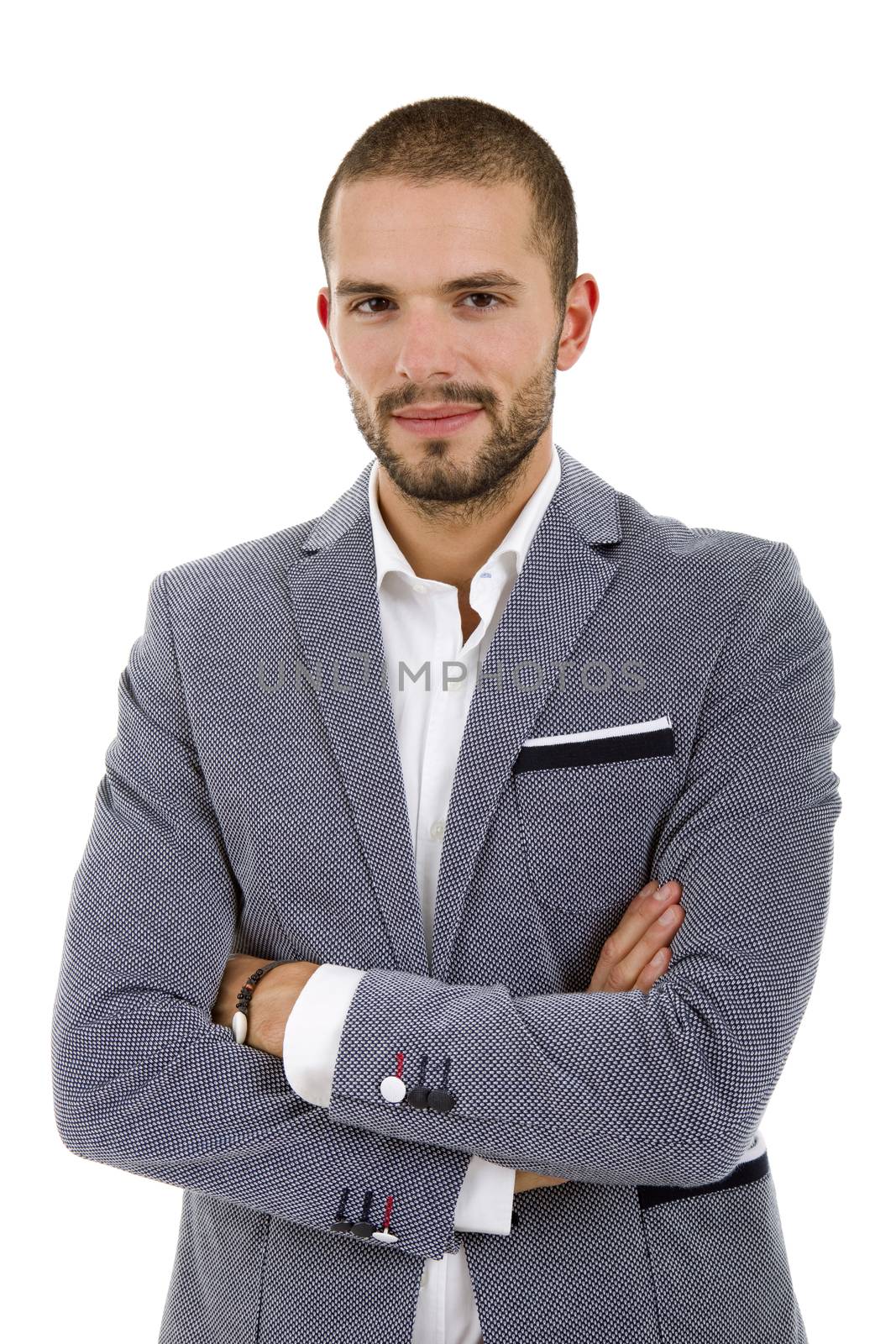 young casual man portrait, isolated on white