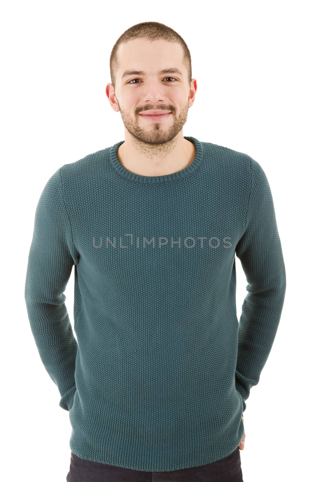 young casual man portrait, isolated on white