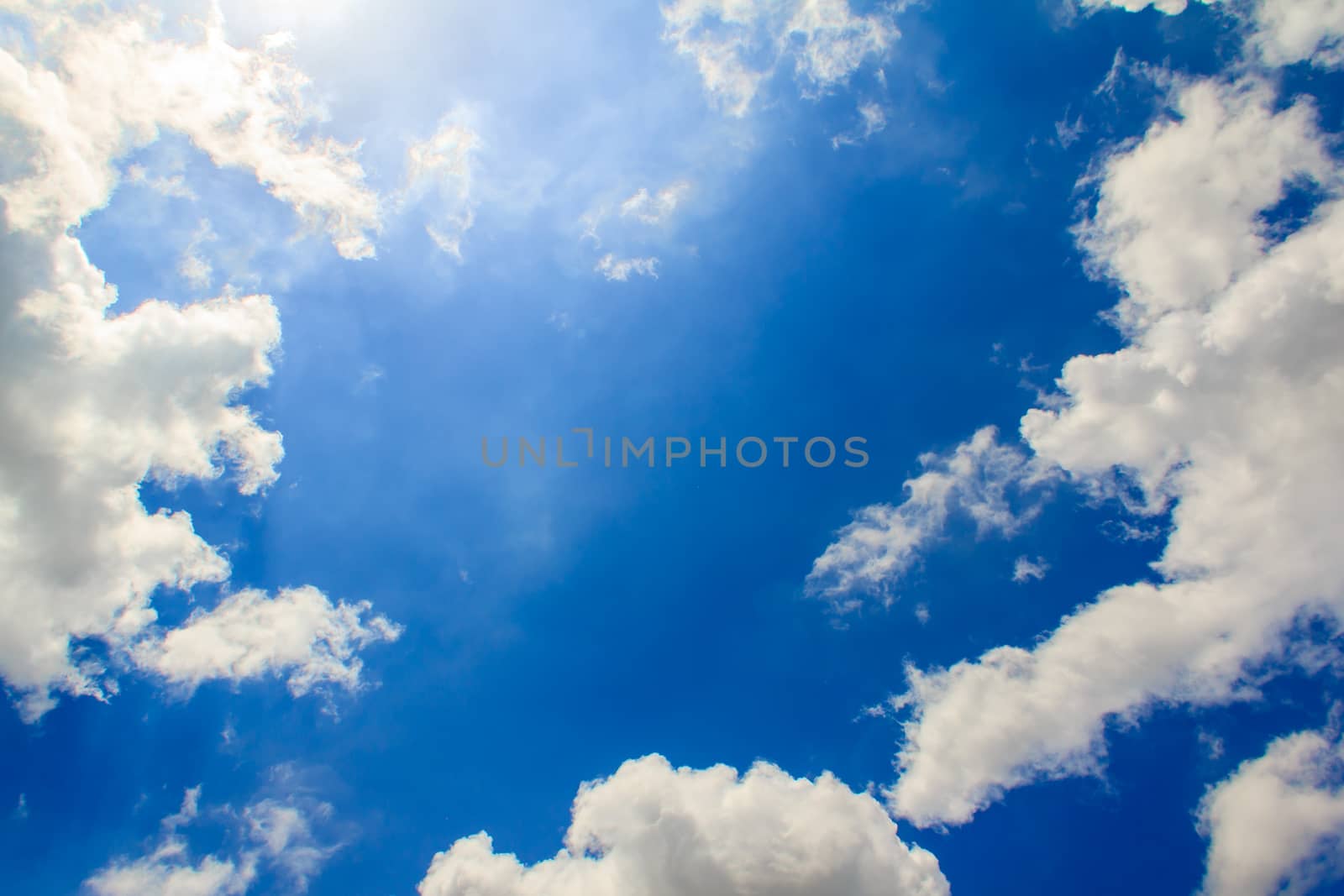 beautiful fresh, bright clouds with blue sky in bright day for scene and background