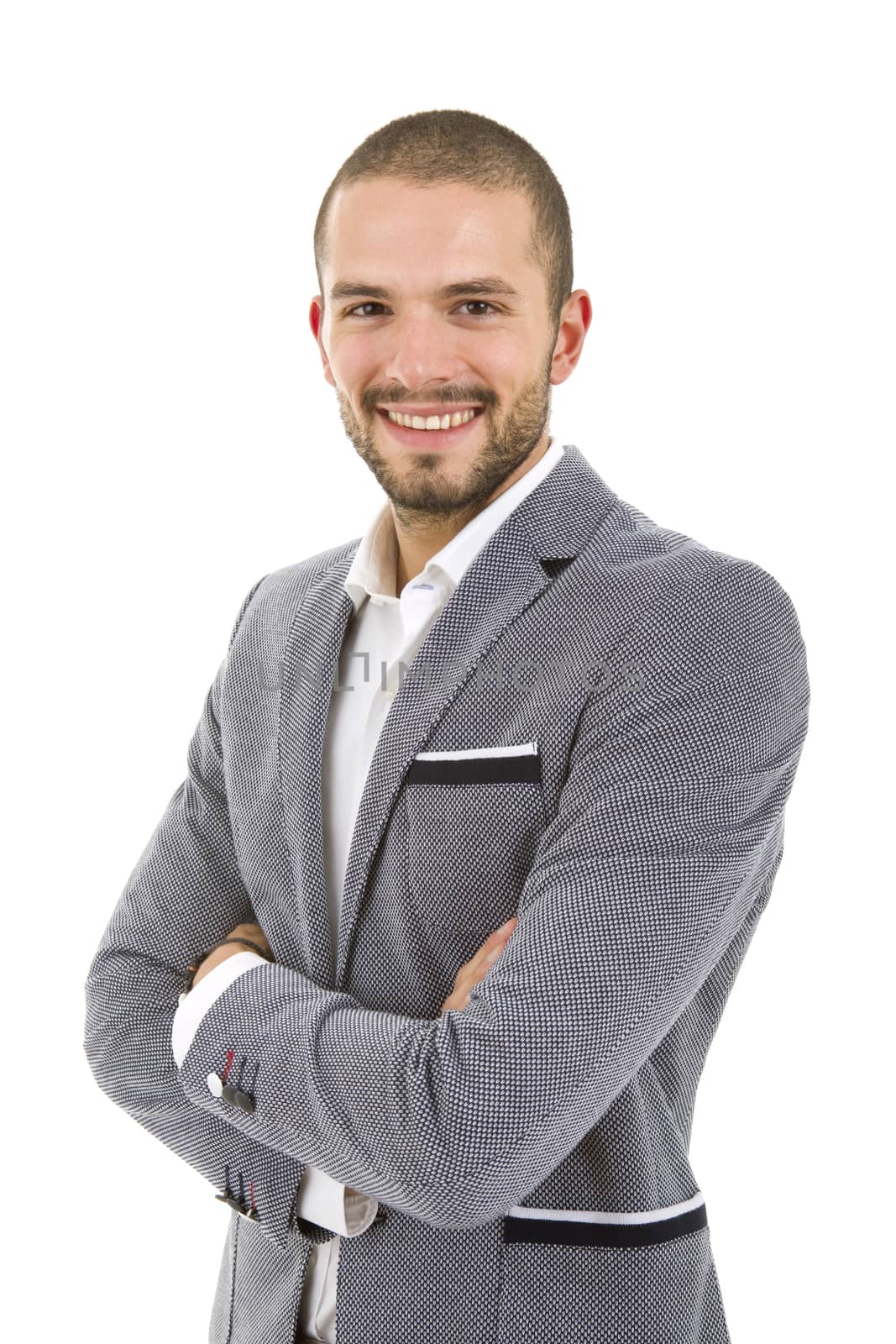 young casual man portrait, isolated on white