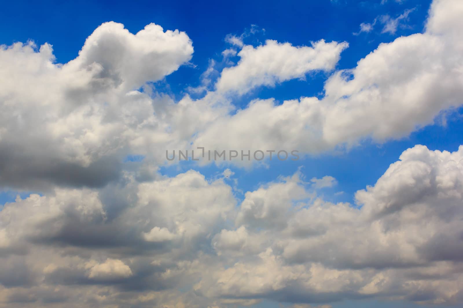 beautiful fresh, bright clouds with blue sky in bright day for scene and background