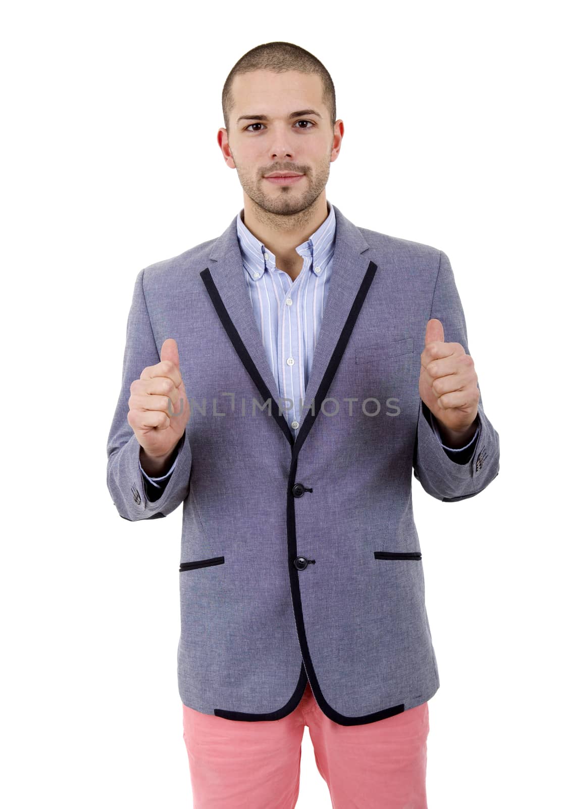 young casual man portrait, isolated on white