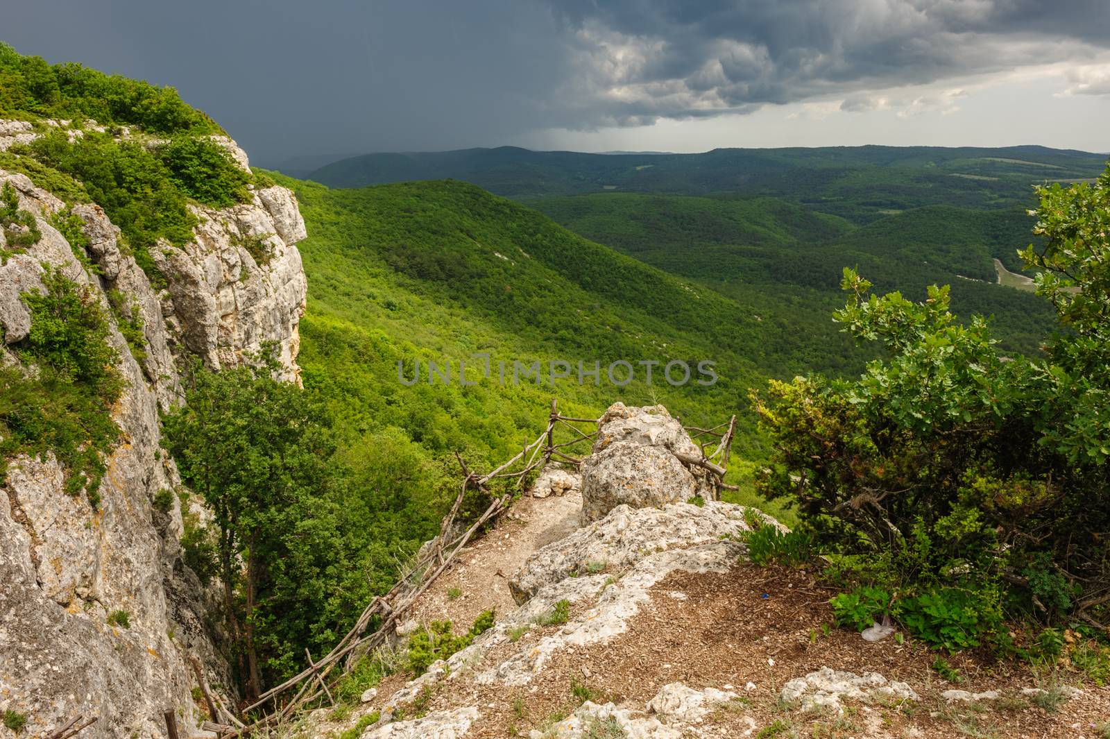 Before storm at the edge of the cliff, Crimea, Ukraine or Russia