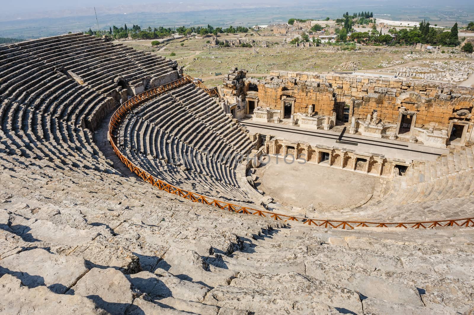 Ruins of theater in ancient Hierapolis, now Pamukkale, Turkey