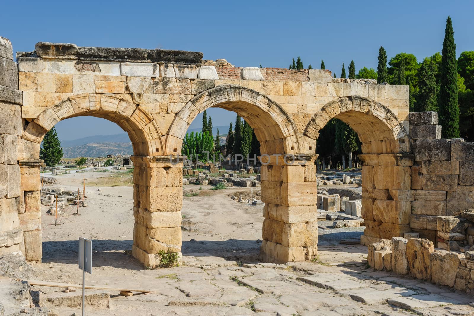 Ruins of ancient Hierapolis, now Pamukkale, Turkey