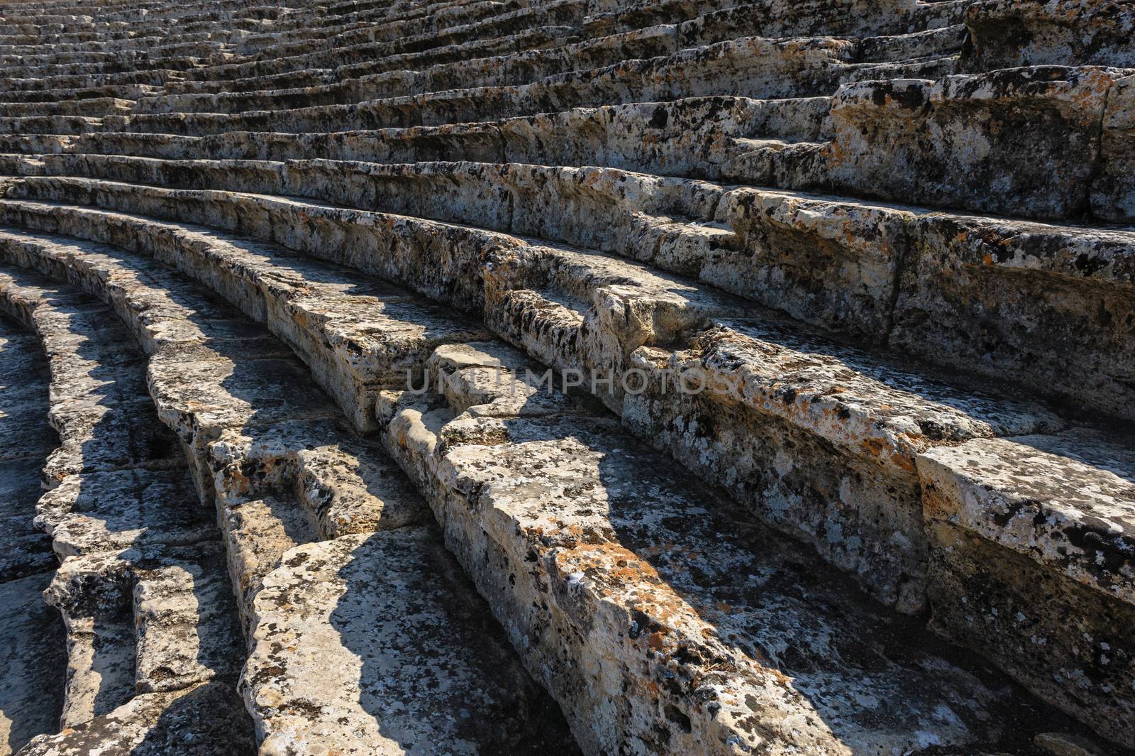 Ruins of theater in ancient Hierapolis, now Pamukkale, Turkey