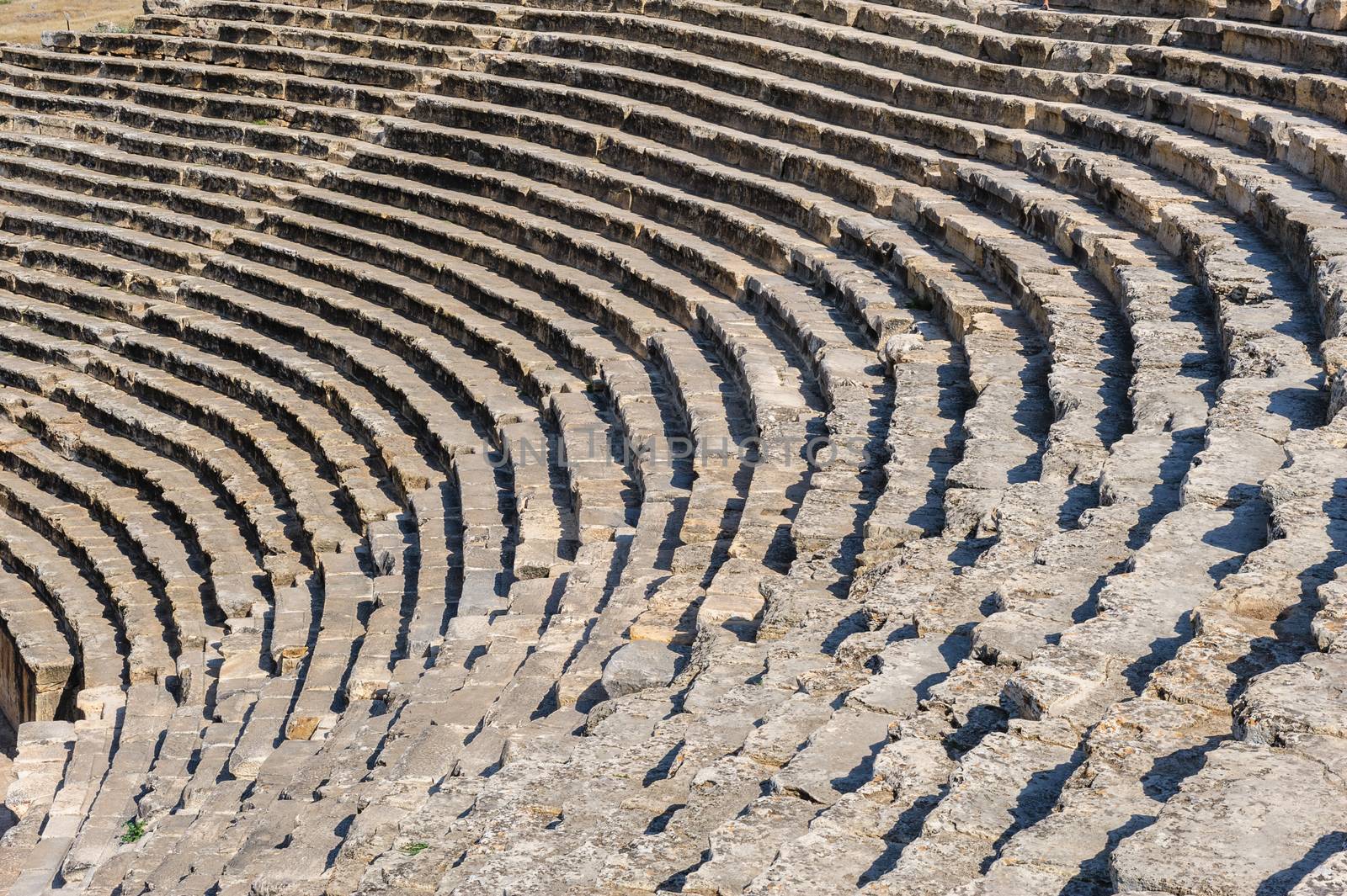 Ruins of theater in ancient Hierapolis, now Pamukkale, Turkey