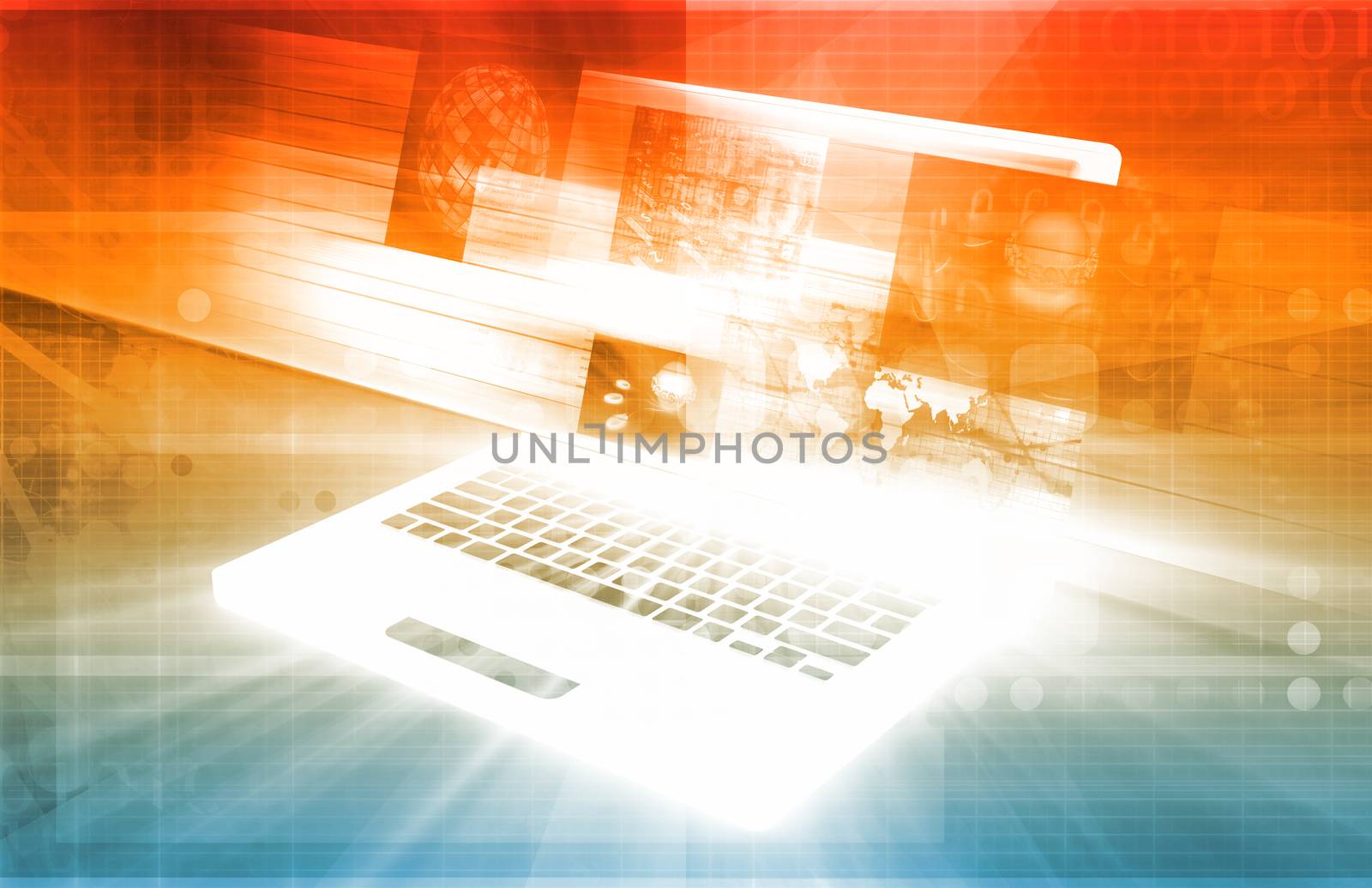 Computer Technology with Laptop and Digital Art