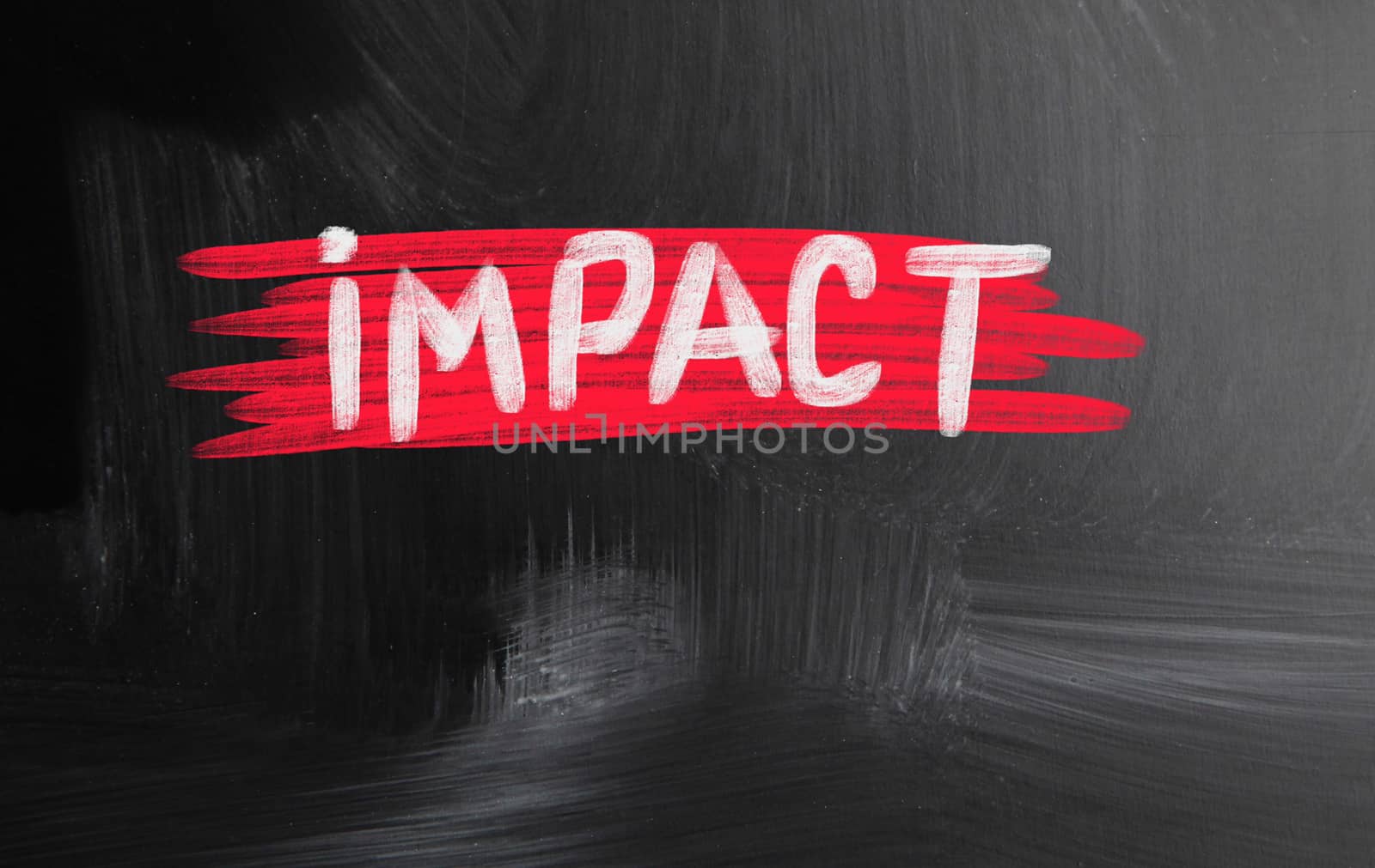 impact handwritten with chalk on a blackboard