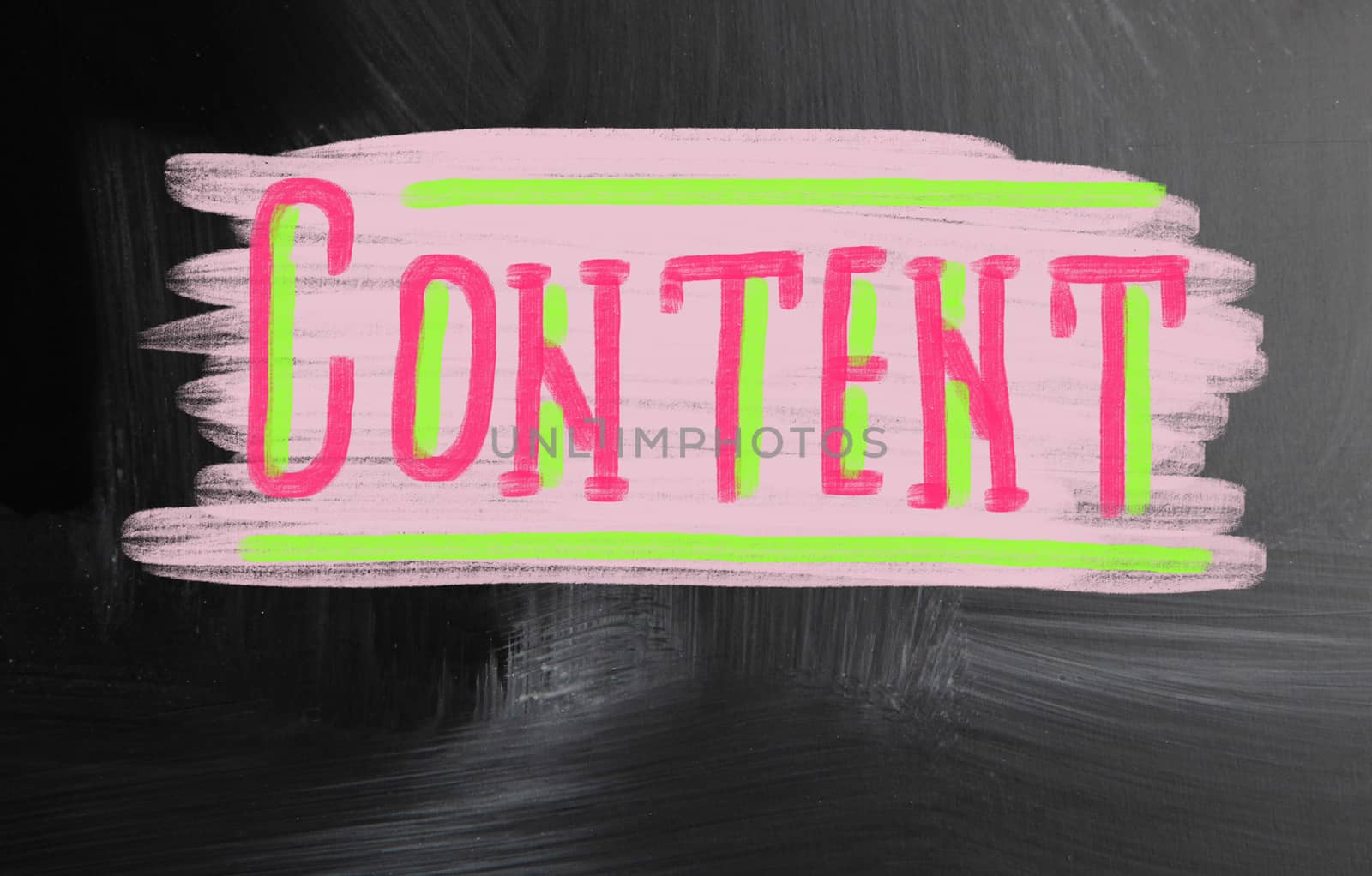 content handwritten with chalk on a blackboard