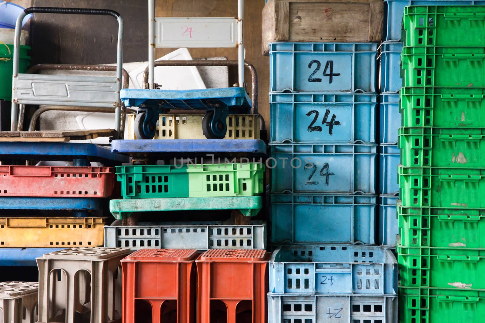 Plastic container pile