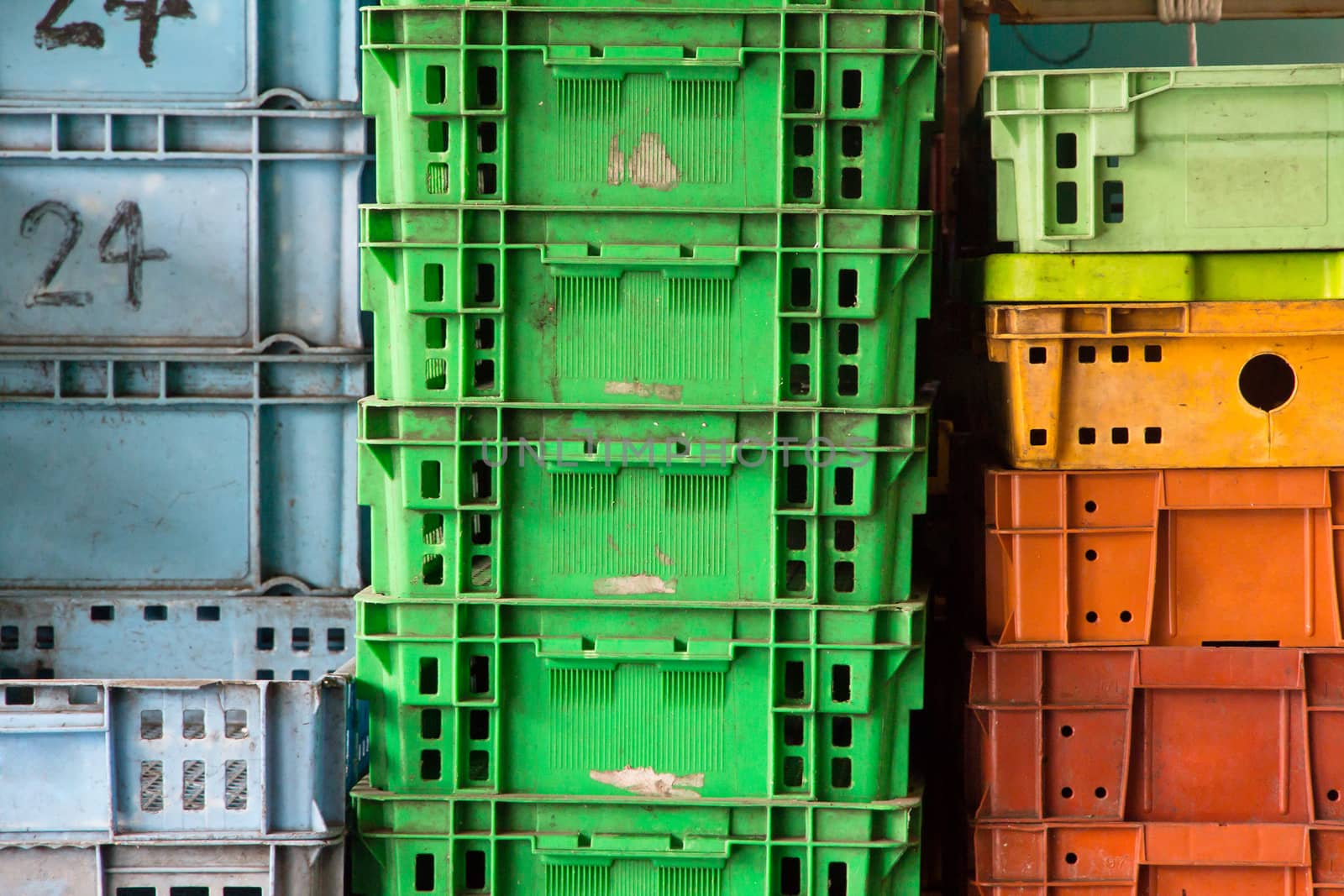 Plastic container pile
