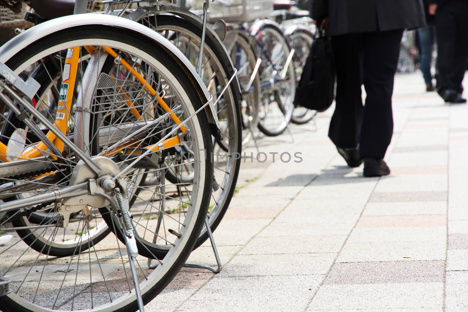 Lot of Bicycles parking at Tokyo, Japan
