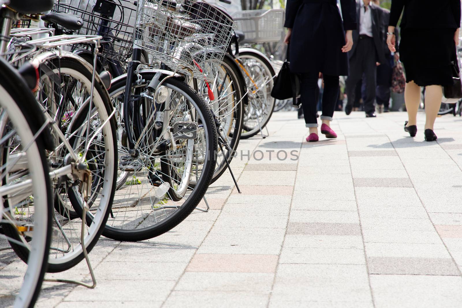 Lot of Bicycles parking at Tokyo, Japan