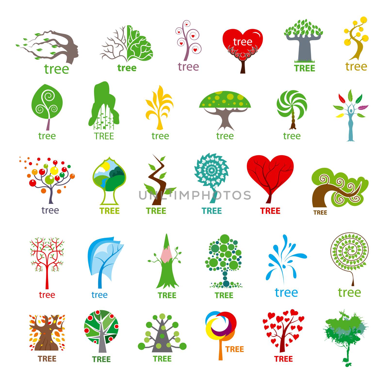 biggest collection of vector logos stylized tree  by butenkow