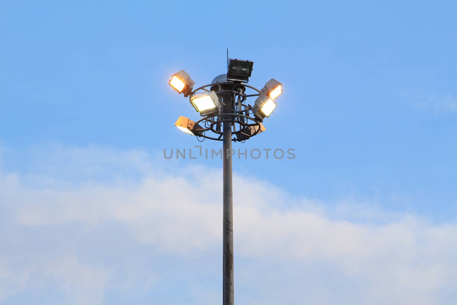 Street light on blue sky