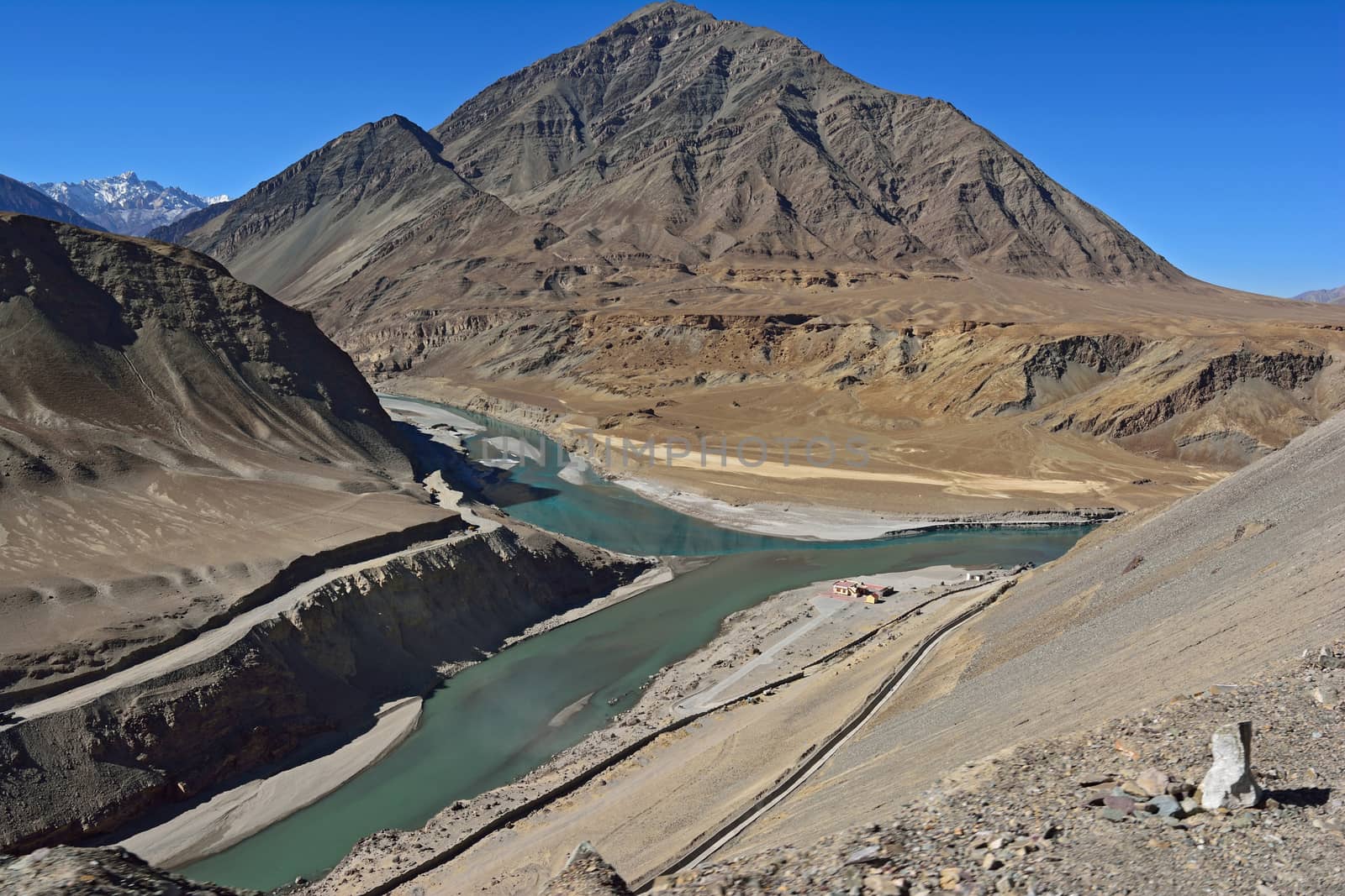 Confluence of Zanskar and Indus rivers - Leh, Ladakh, India by think4photop