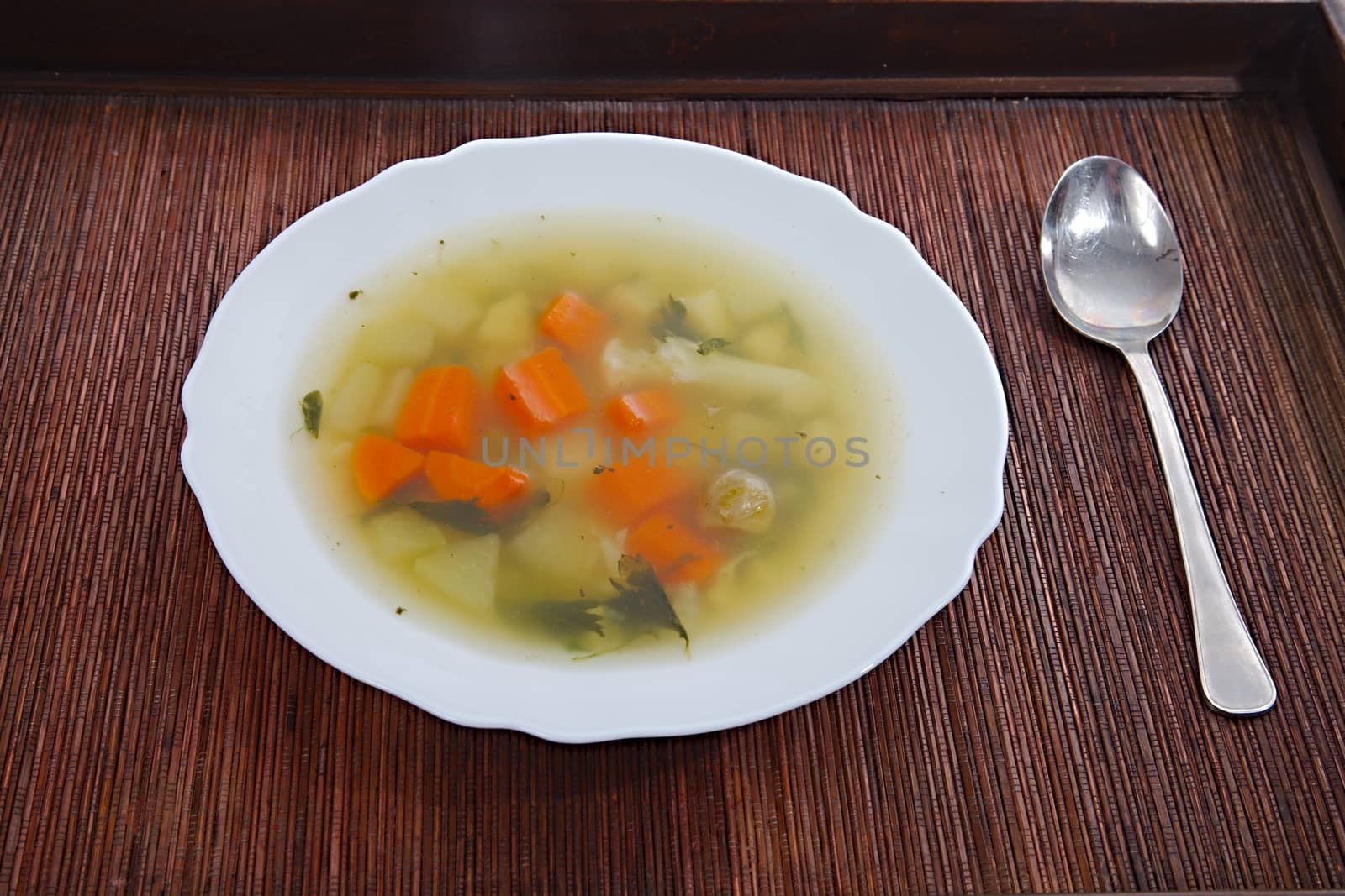 Vegetable soup on a plate