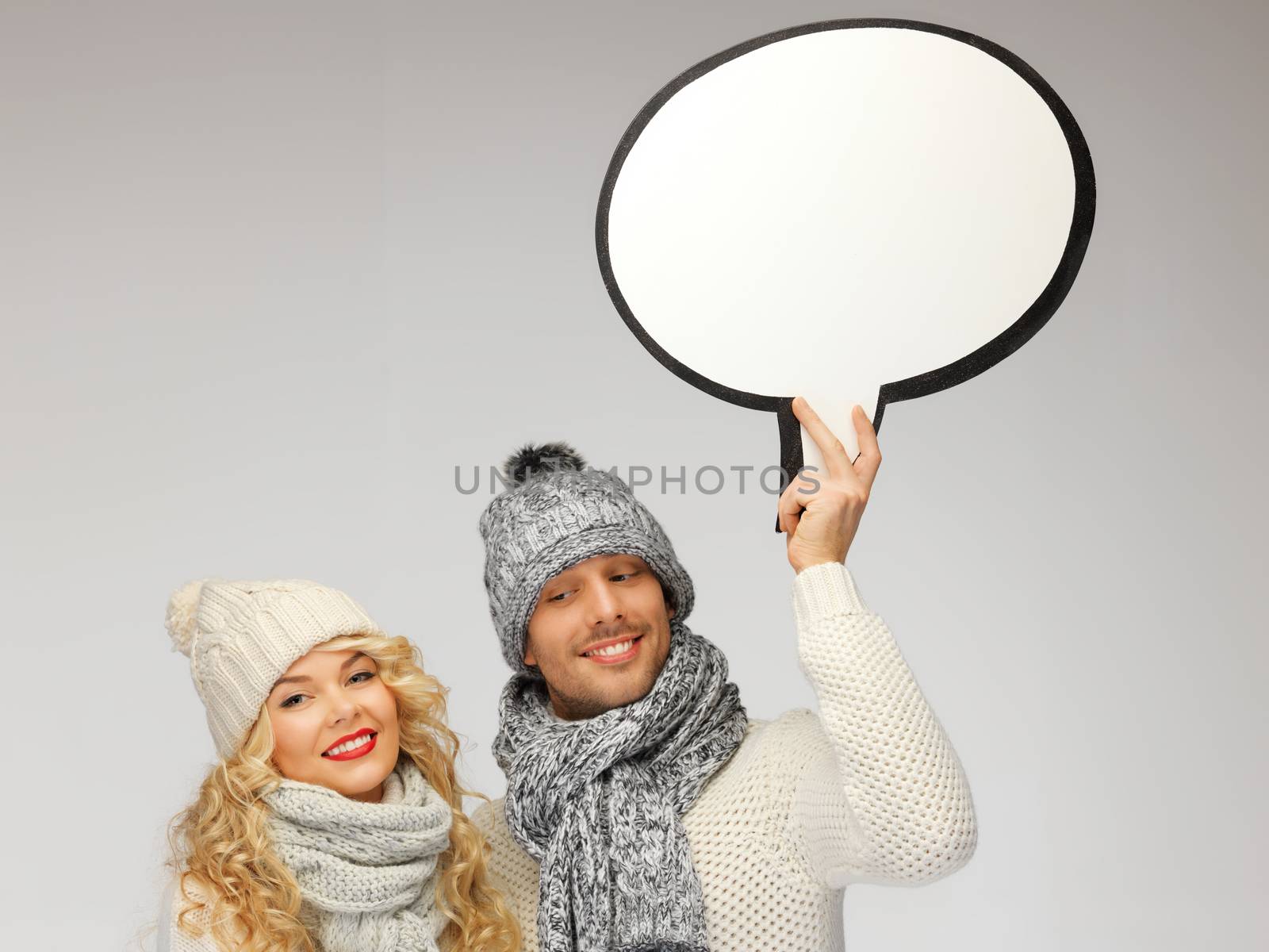 picture of family couple with blank text bubble