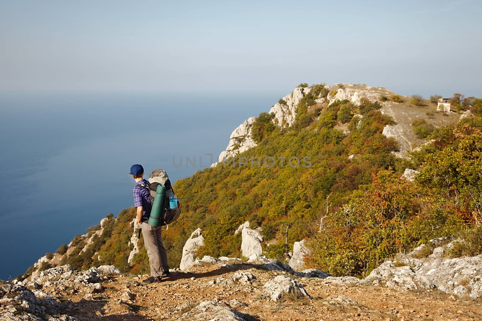 Woman hiking in the mountains