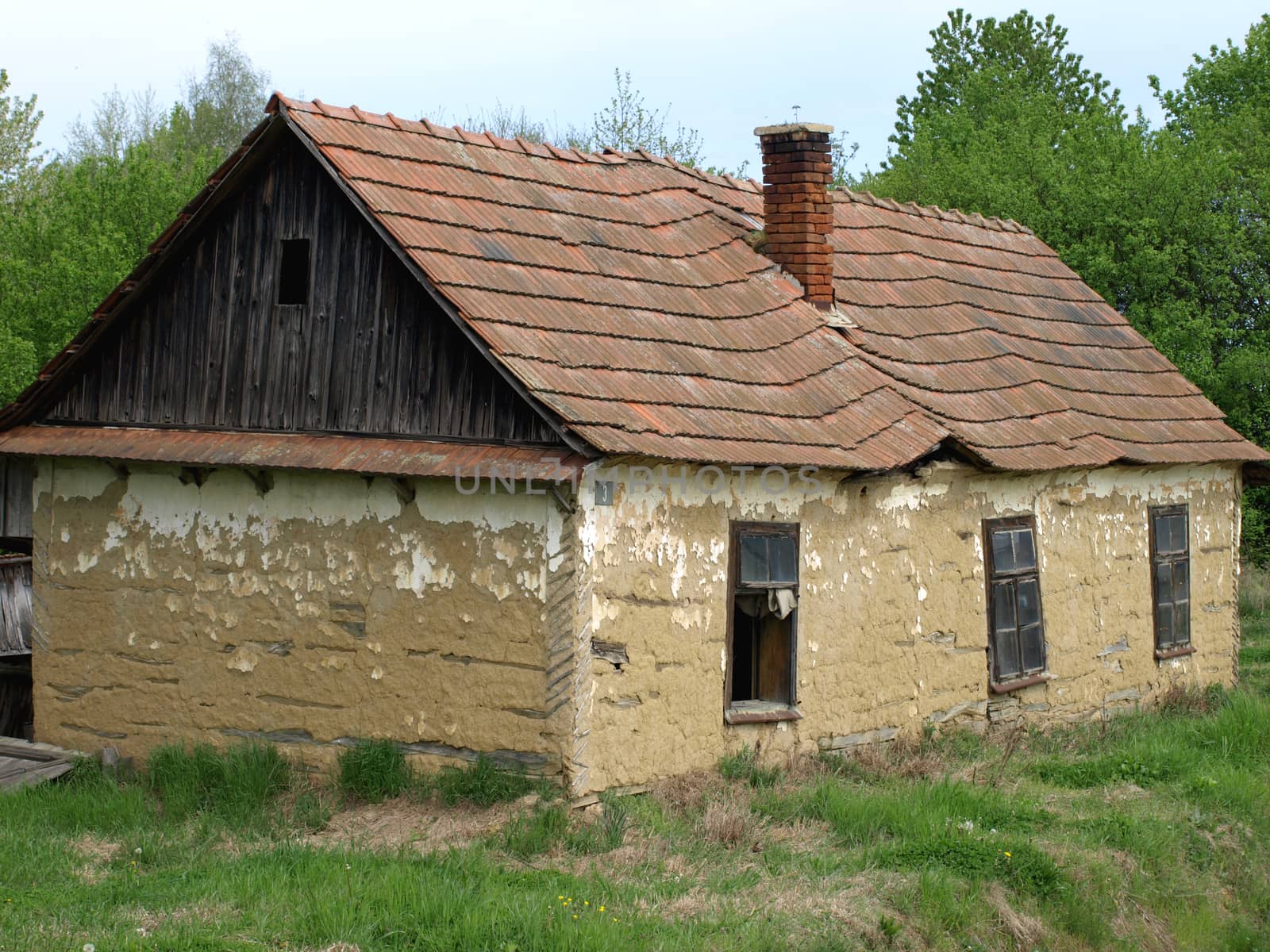 old abandoned ruined house in the countryside         