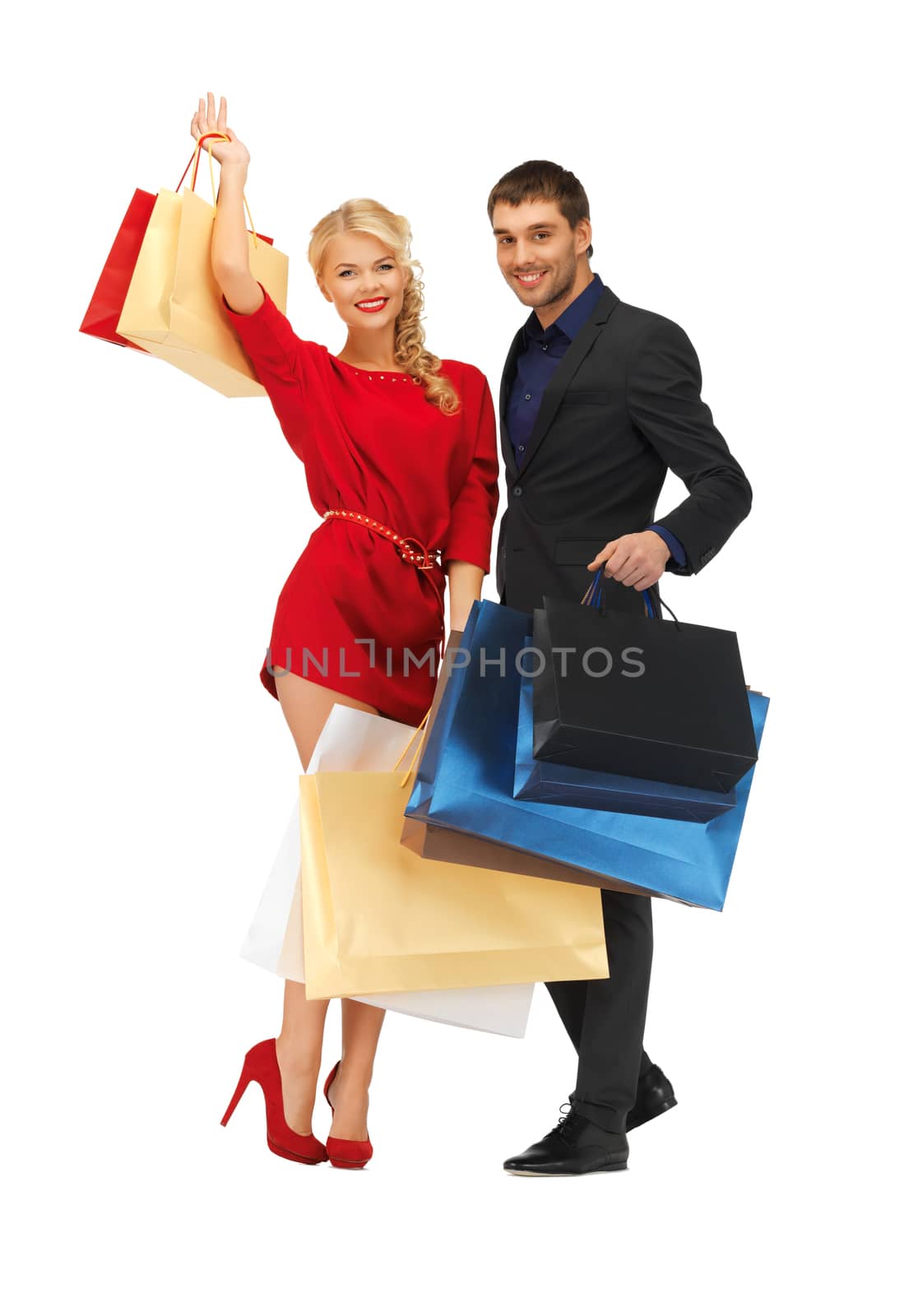 bright picture of man and woman with shopping bags