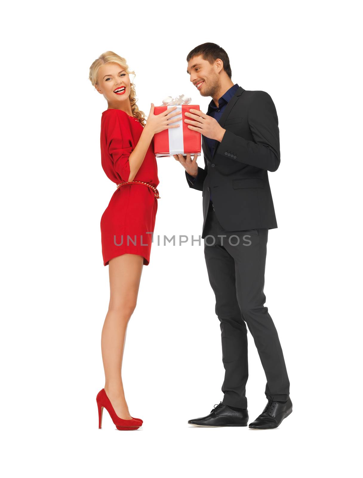 picture of man and woman with present