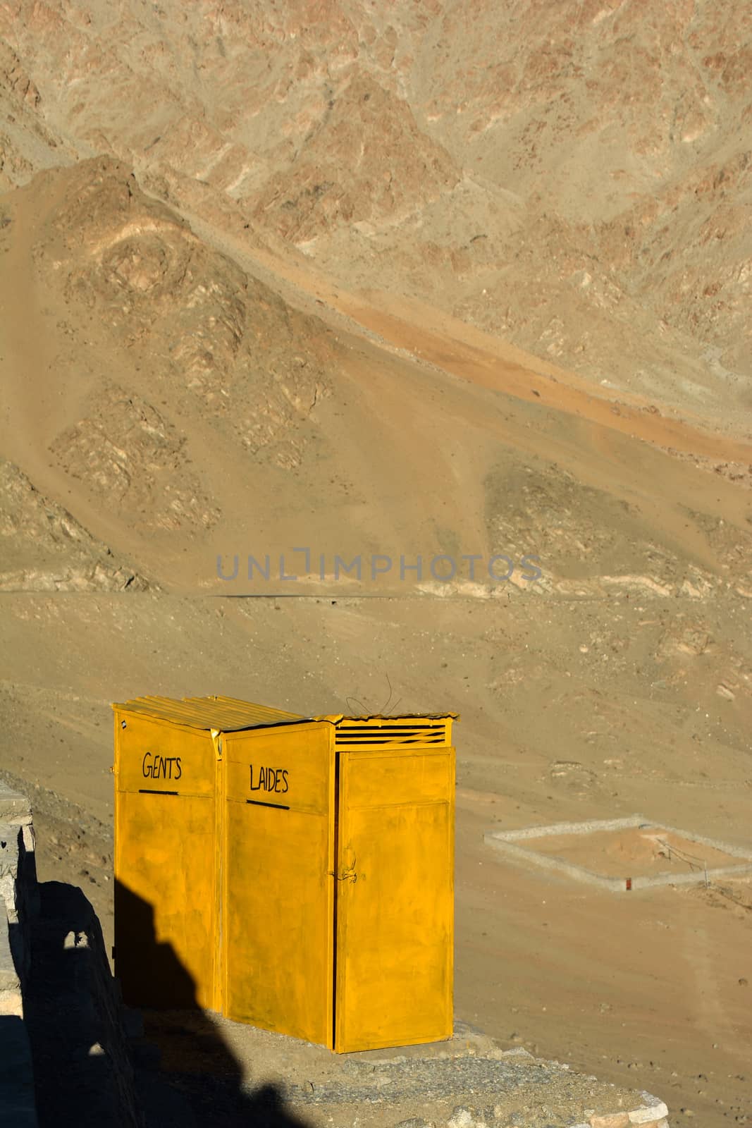The toilet at viewpoint of Leh city, Ladakh, India