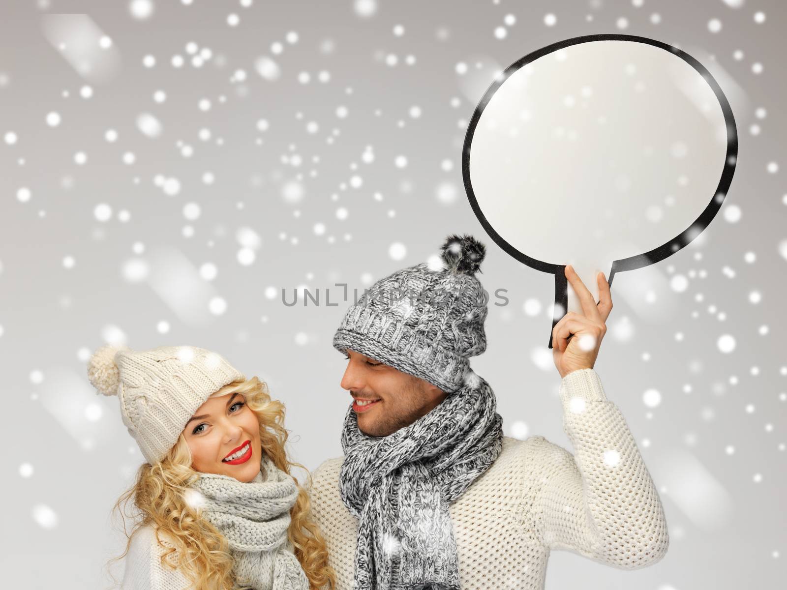 picture of family couple with blank text bubble