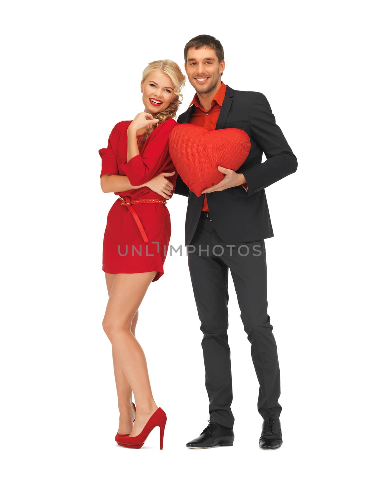 beautiful couple holding big heart by dolgachov