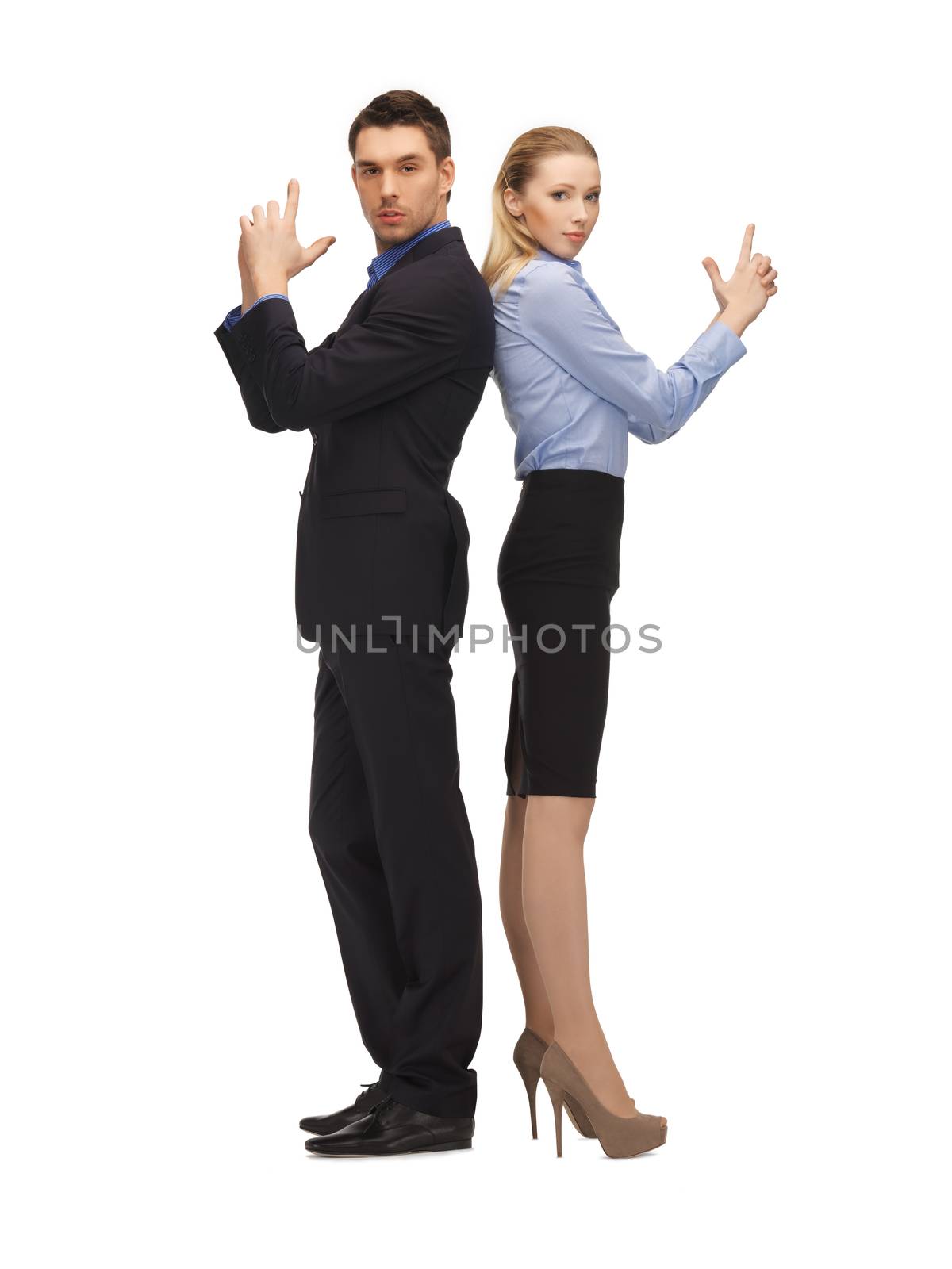 man and woman making a gun gesture by dolgachov