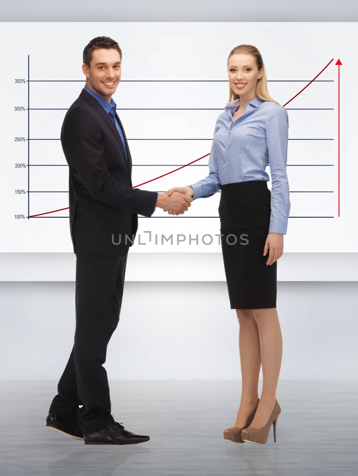 bright picture of man and woman shaking their hands