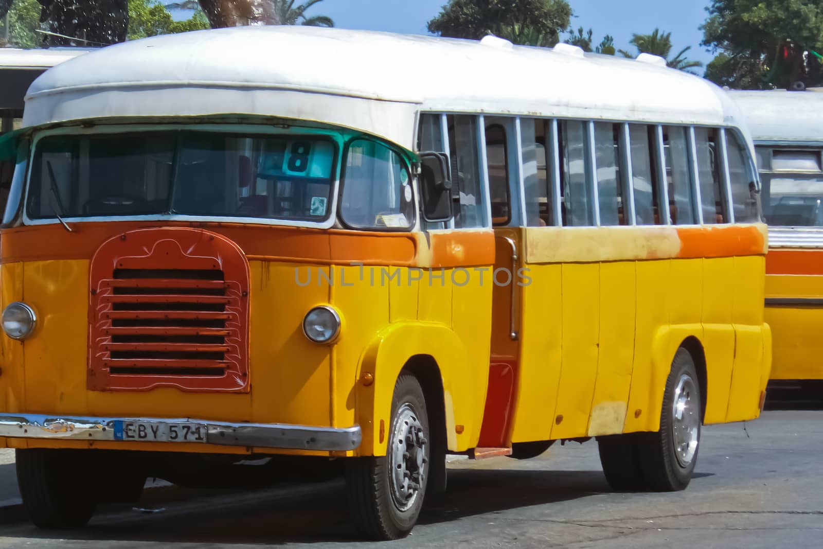 Valetta, Malta - June 6, 2010: Old Maltese bus, main bus terminus at City Gate Square.