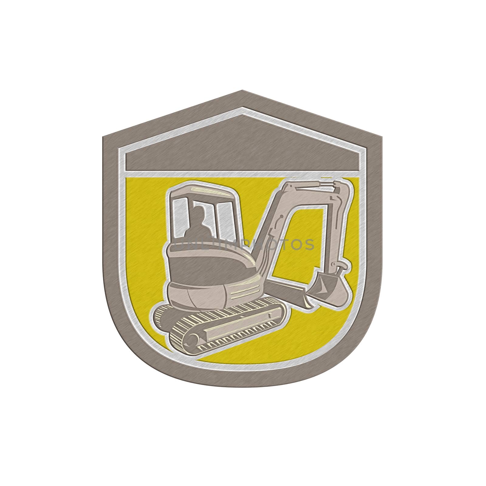 Metallic Mechanical Digger Excavator Shield Retro by patrimonio