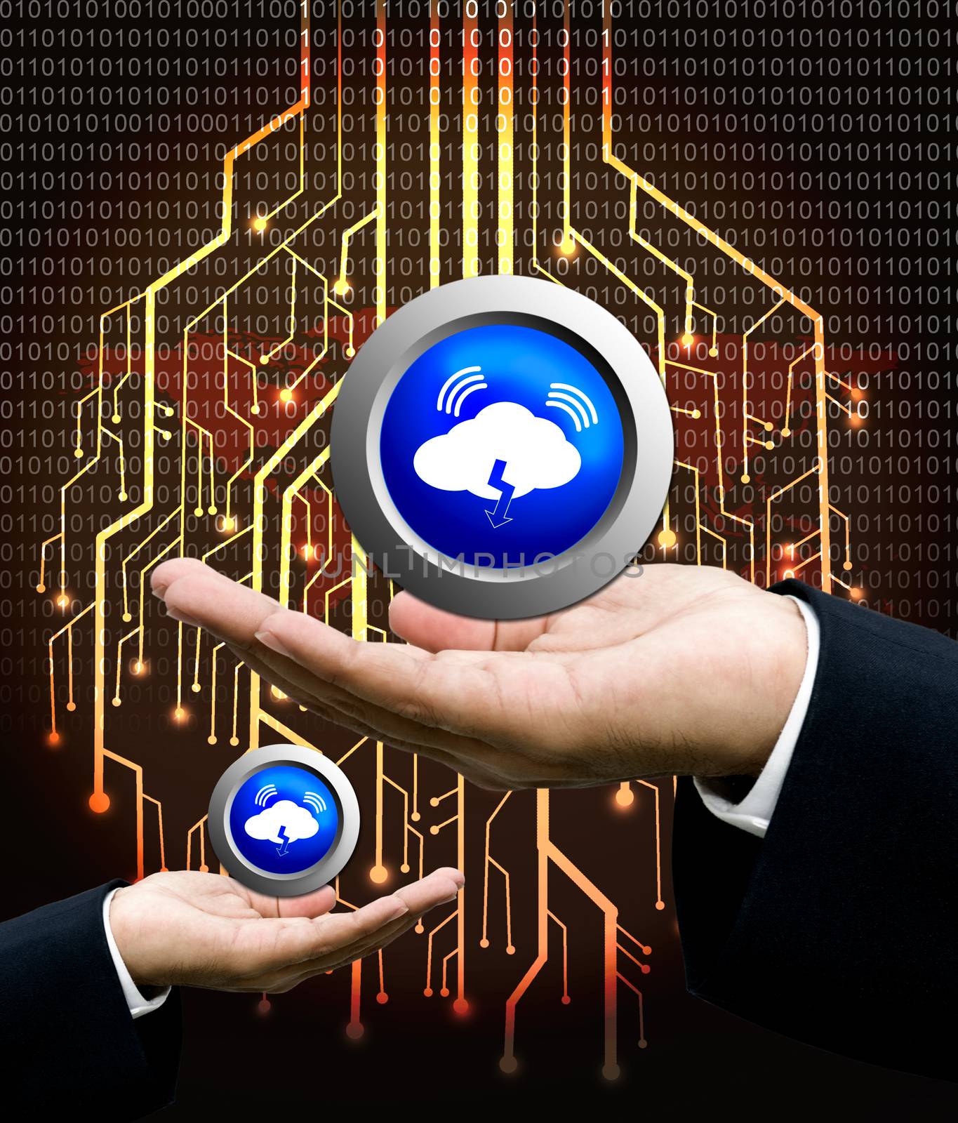 Cloud computing concept, Businessman us cloud computing