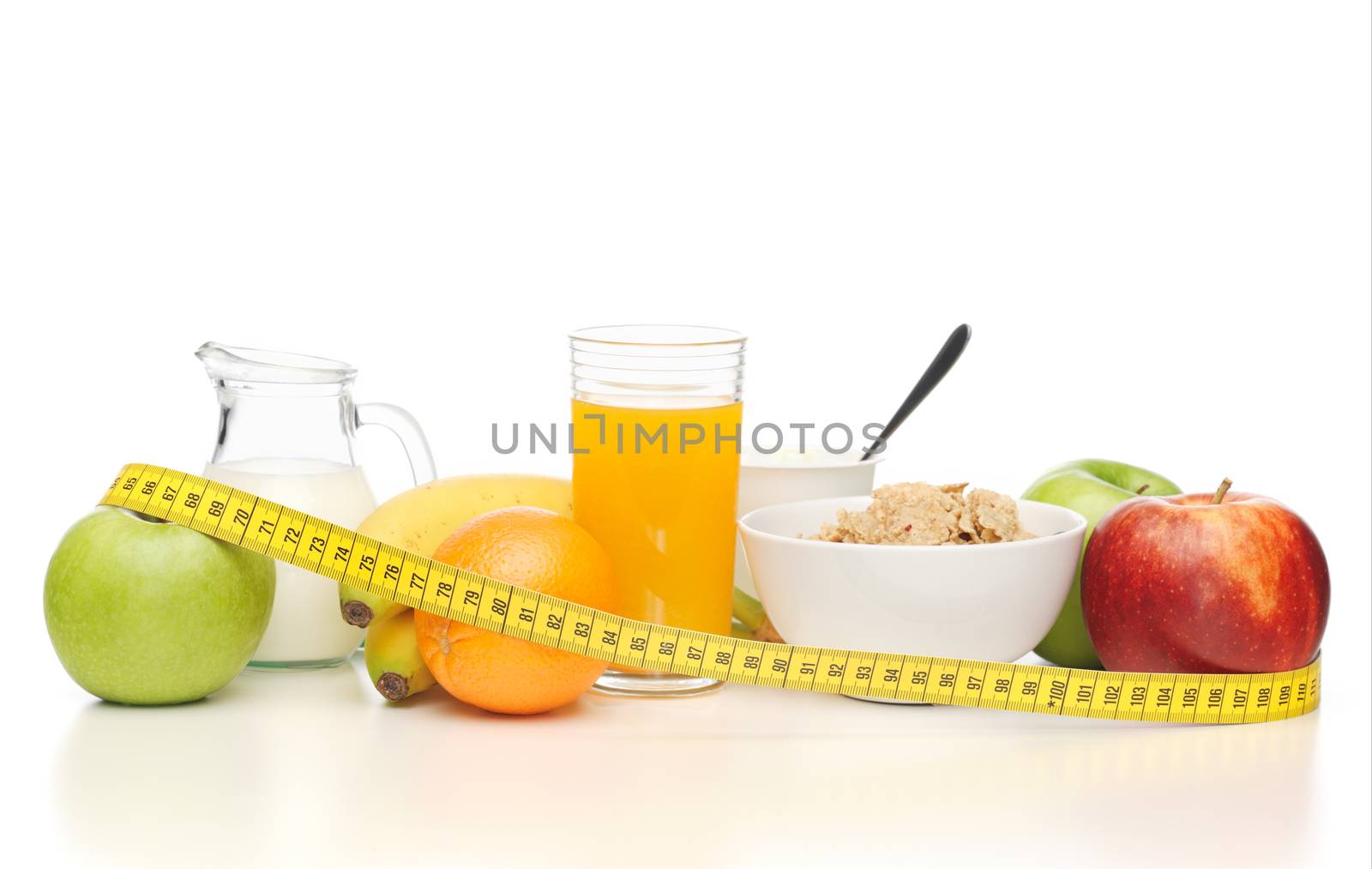 healthy breakfast and measuring tape by dolgachov