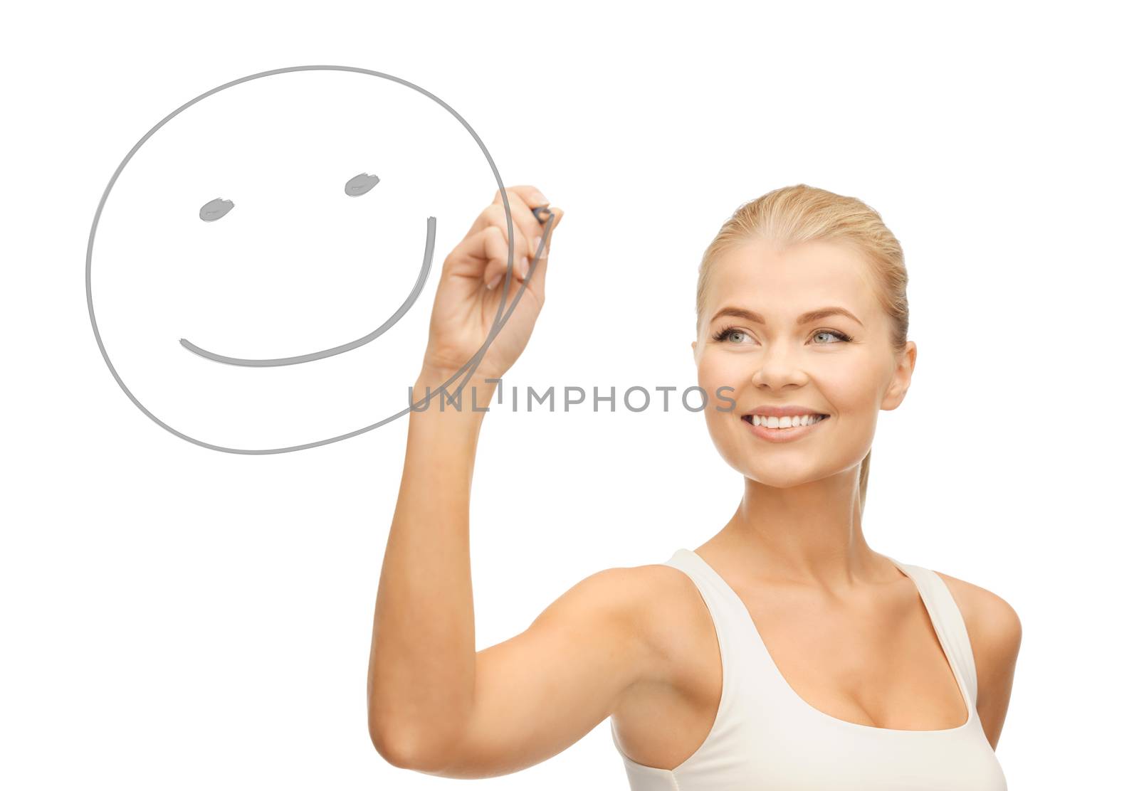 woman drawing happy face by dolgachov
