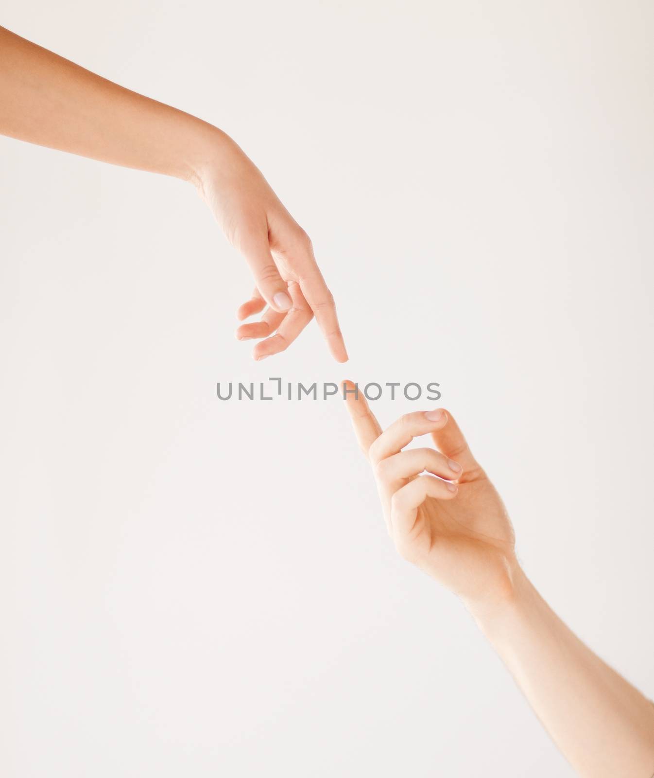 close up of woman and man hands touching
