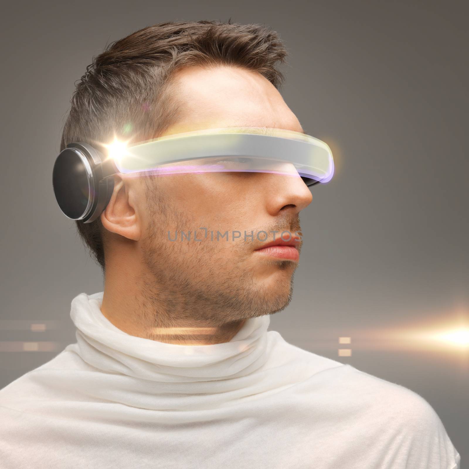 man with futuristic glasses by dolgachov