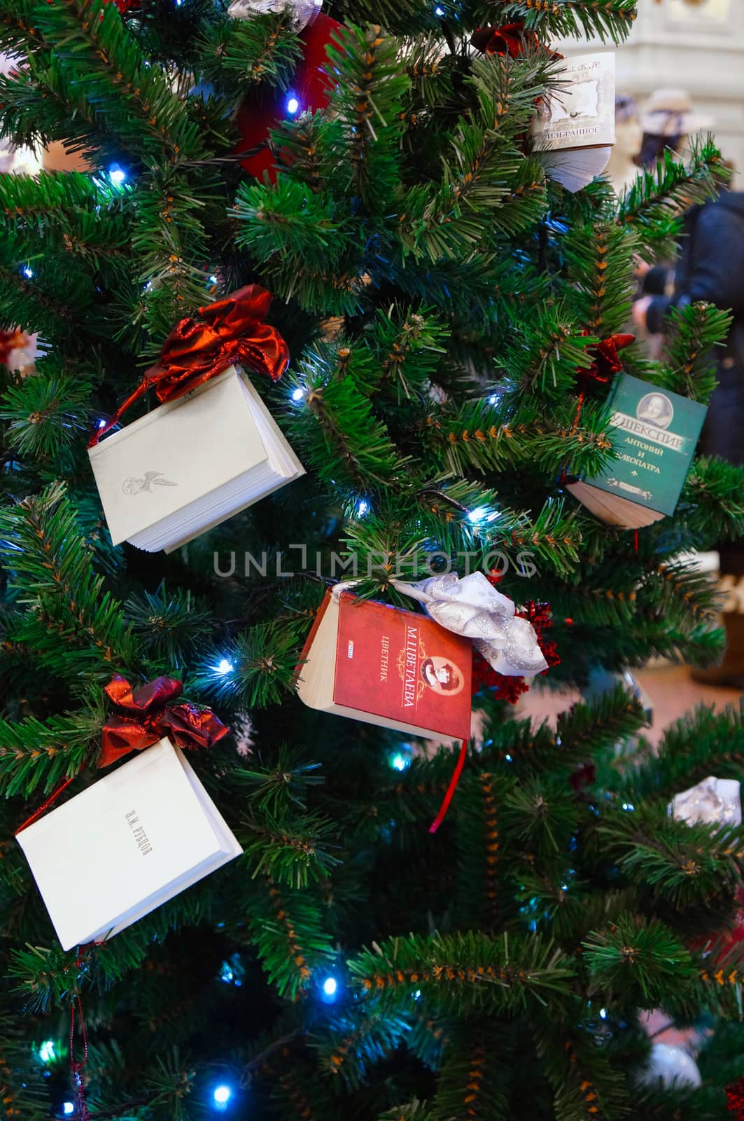 Christmas background of decorated fir