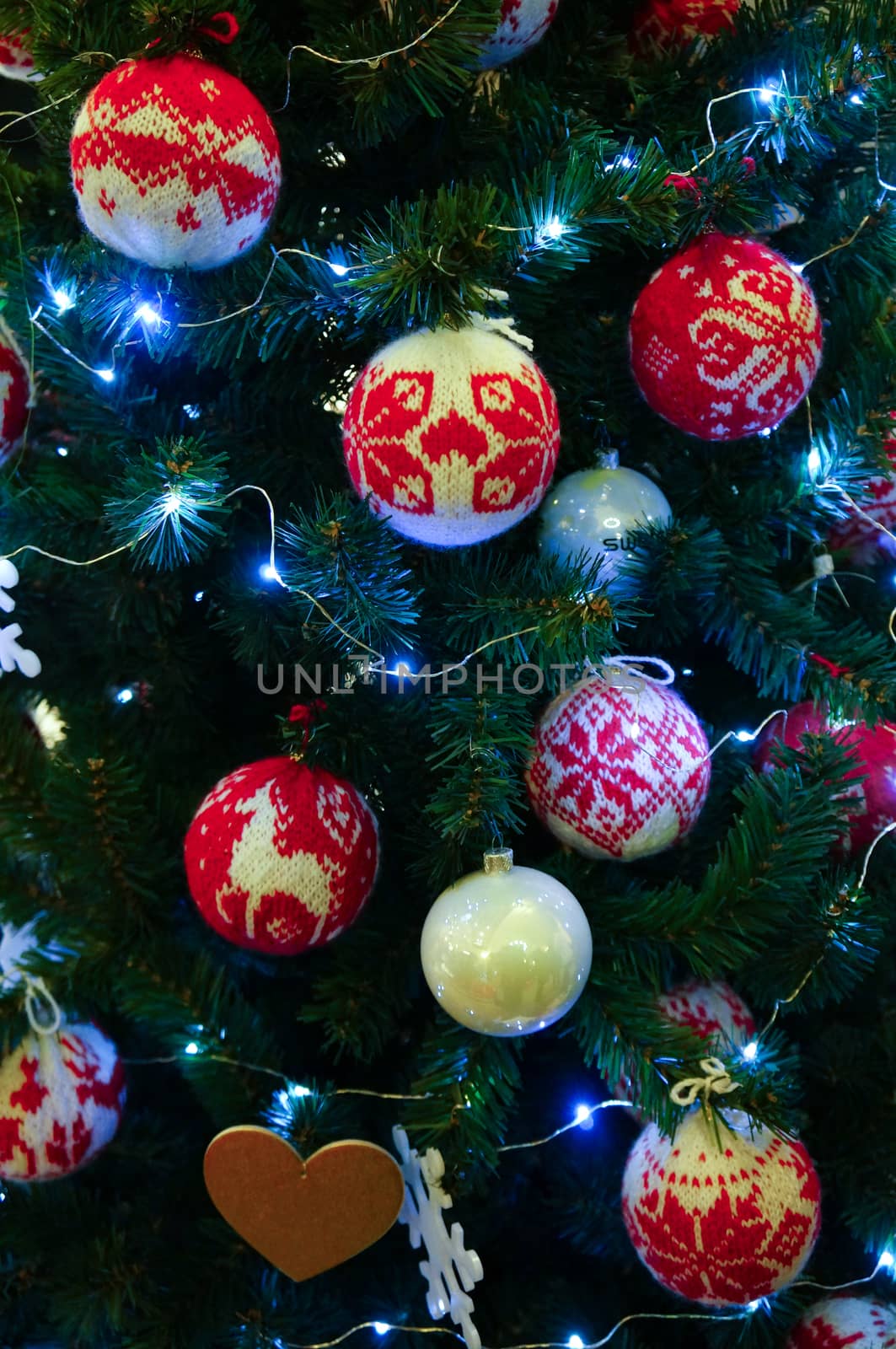 Christmas background of decorated fir