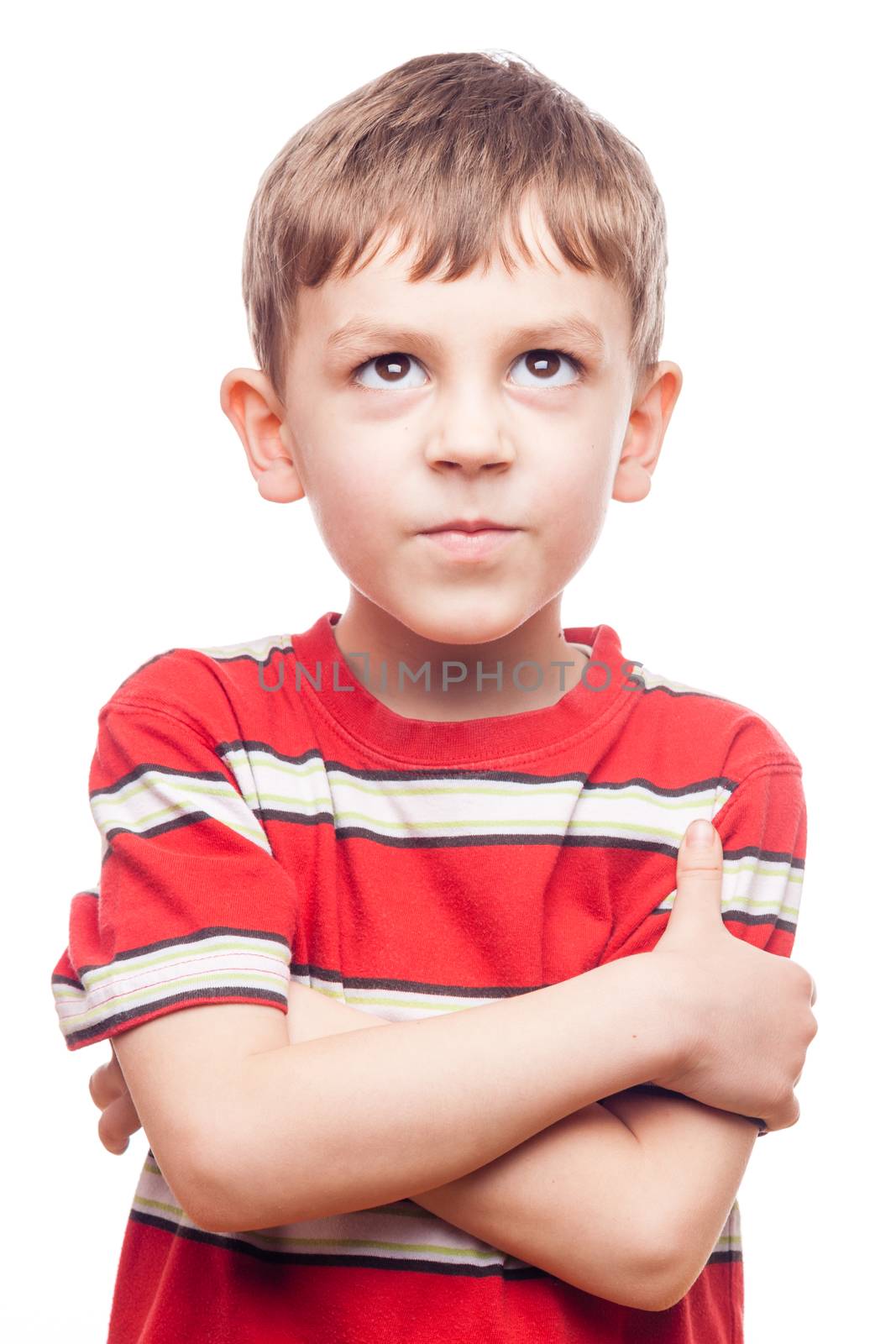 portrait of a young boy on white background