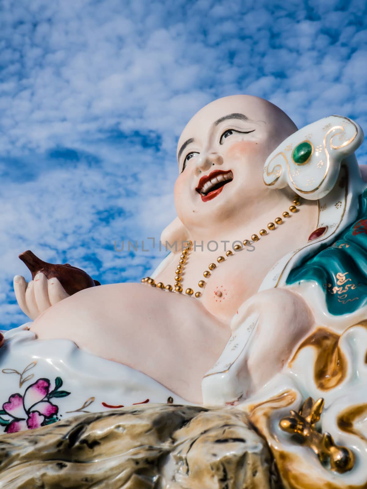 Chinese God of happiness at the blue sky