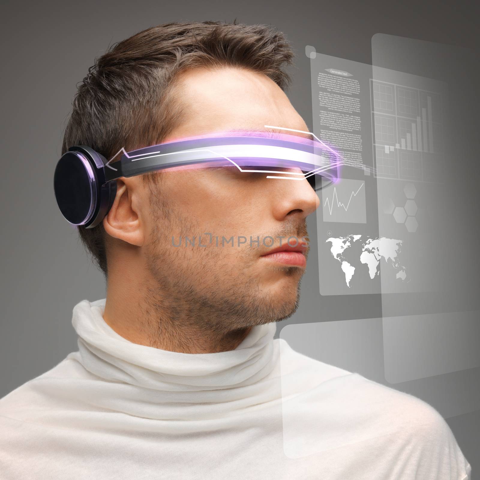 man with digital glasses by dolgachov
