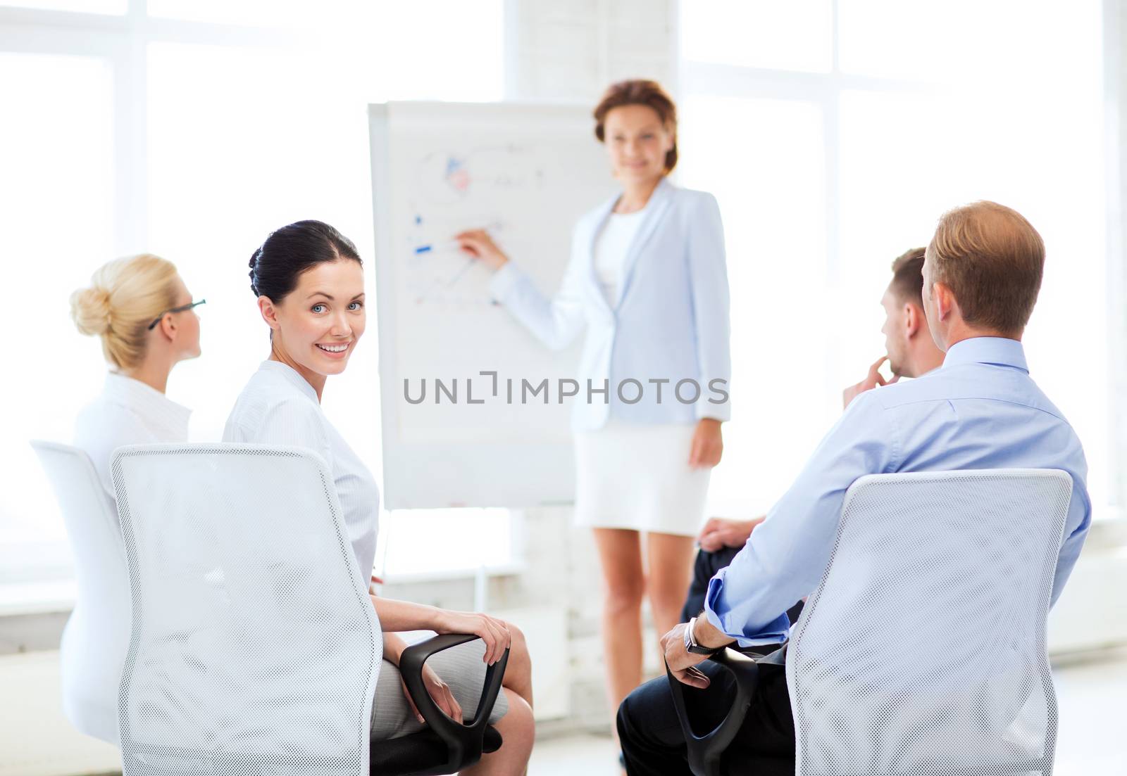 businesswoman on business meeting in office by dolgachov