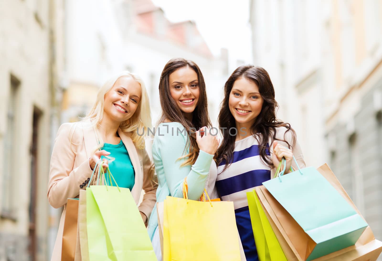 girls with shopping bags in ctiy by dolgachov